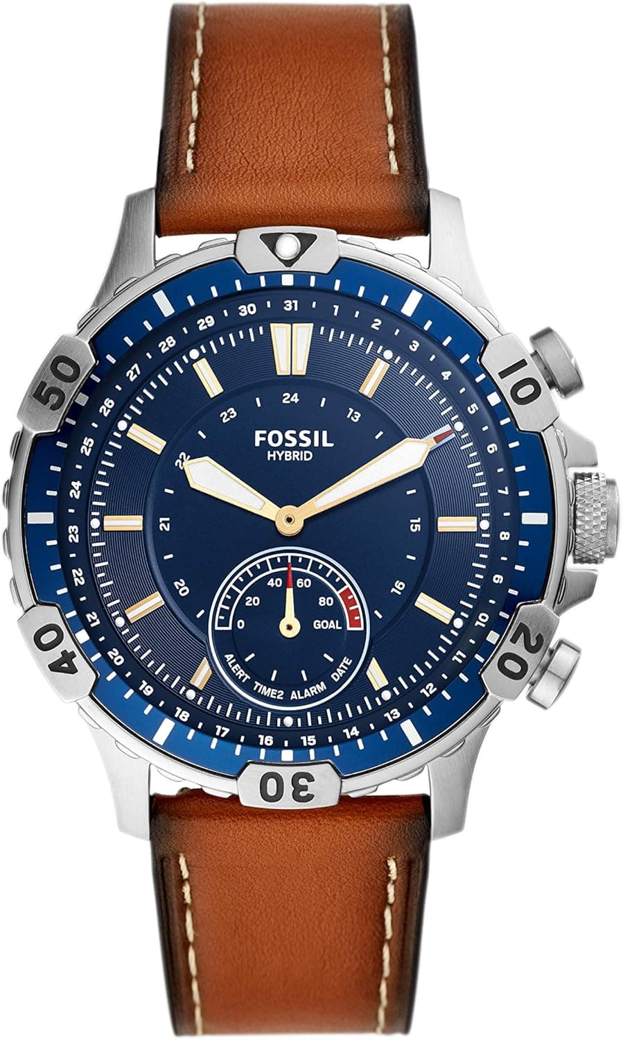 Fossil Men's Garrett Stainless Steel Hybrid Smartwatch, Color: Silver/Brown (Model: FTW1191)