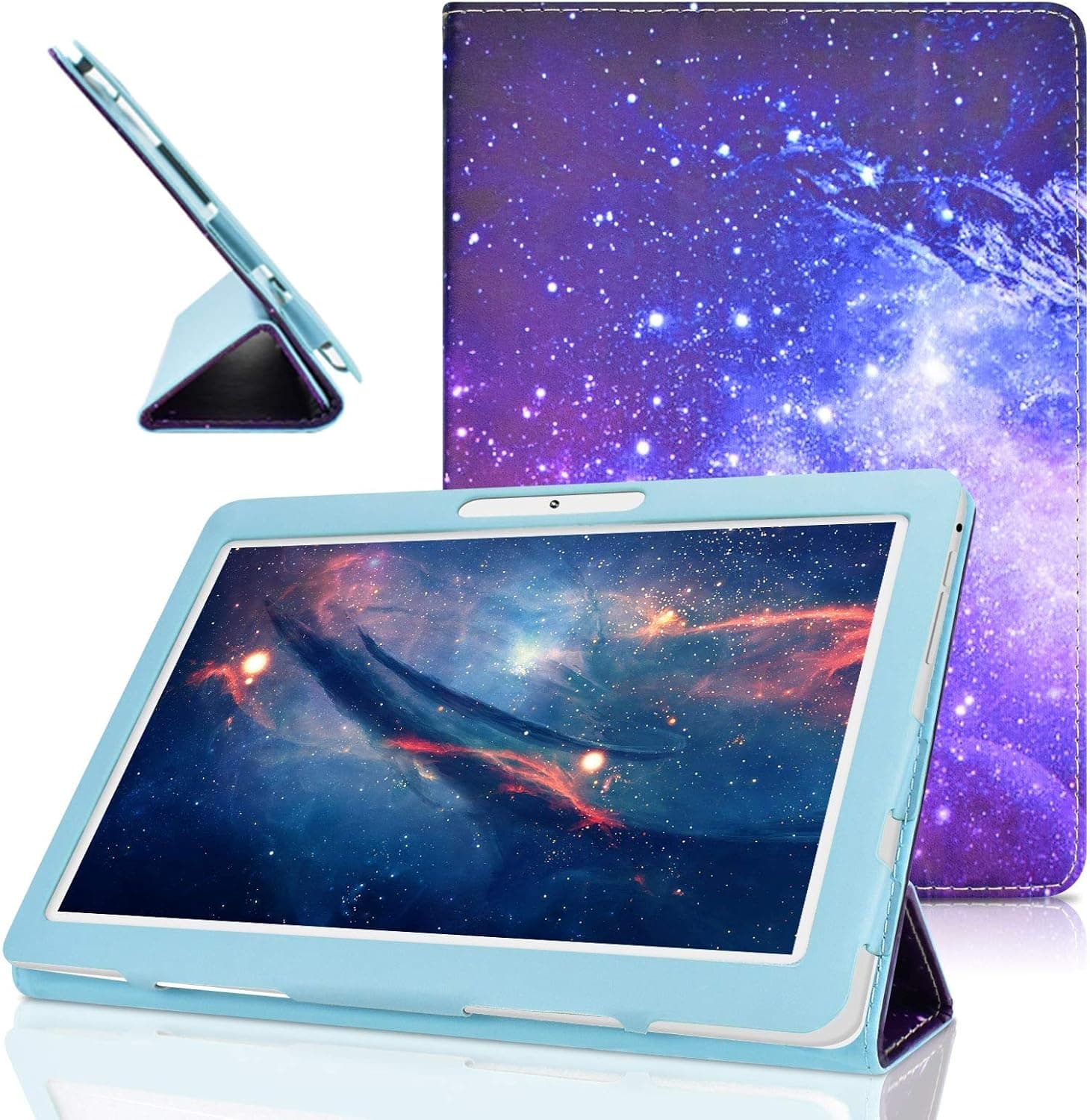 DETUOSI Android Tablet 10.1 inch Leather Case Compatible with Yuntab 10.1 (K107/K17),Victbing 10,YELLYOUTH10.1,Wecool 10,KUBI 10,Winsing 10,LLLCCORP 10,Plum 10,Lectrus 10,Hoozo 10#Mountain Starry Sky