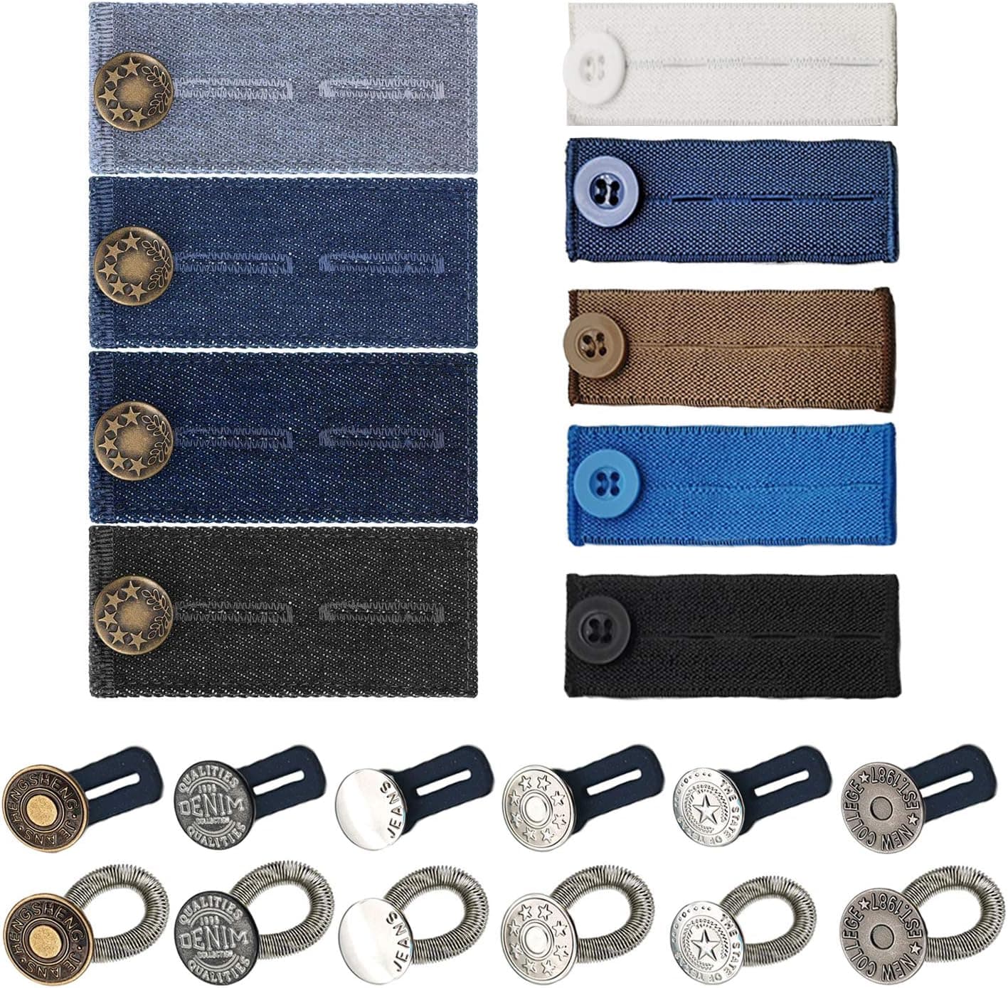 ZYNERY 21 PCS Waistband Extenders, Button Extenders for Jeans, Waist Extenders for Pants for Women Men Pregnancy Jeans Skirt Collar Dress