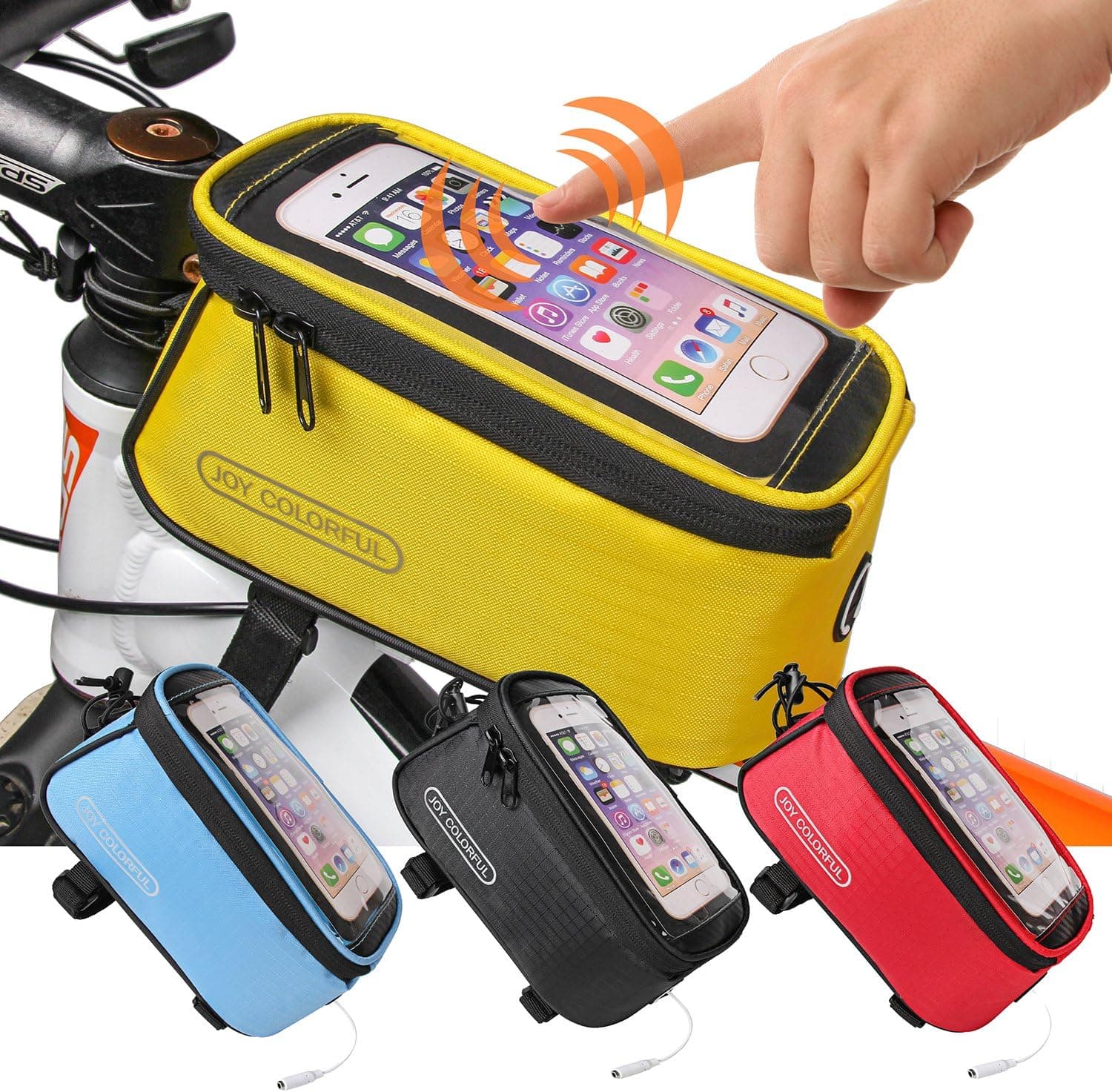 JOY COLORFUL Bicycle Bags Bicycle Front Tube Frame Cycling Packages 4.2,4.8,5.5 inches Touch Screen Mobile Phone Bags Professional Bicycle Accessories