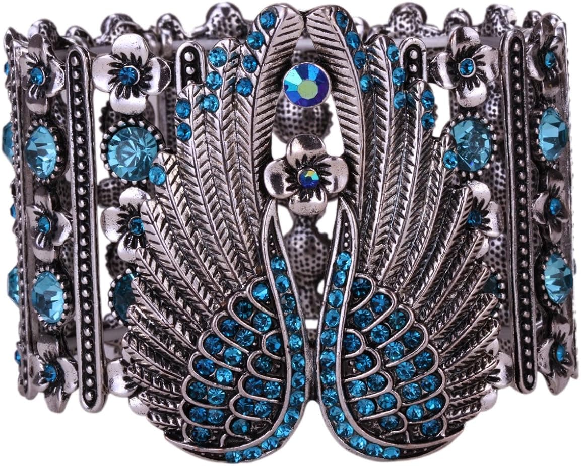 YACQ Angel Wing Stretch Bracelets for Women Fit Wrist Circumference 6.5 to 7.5 inch