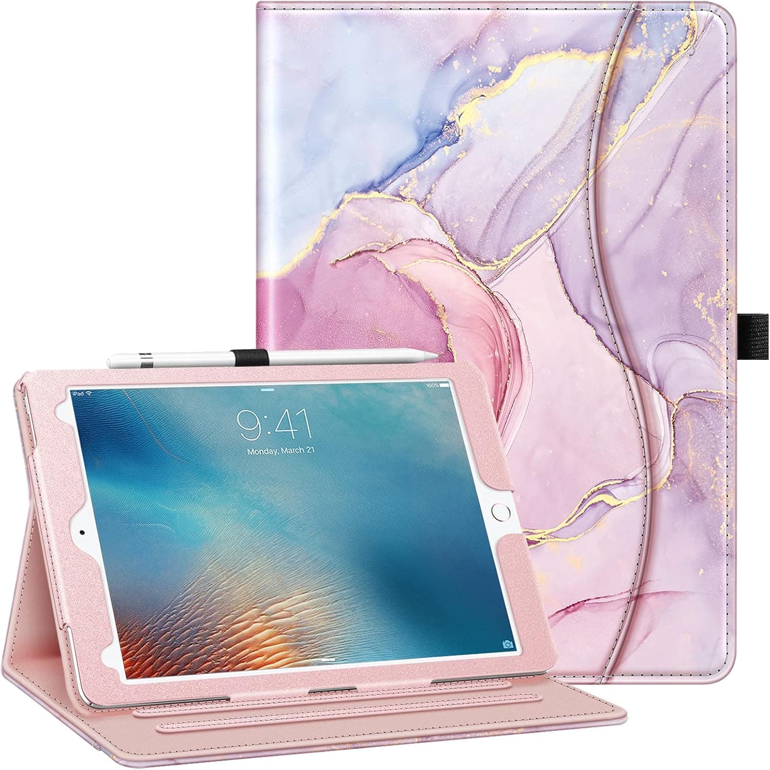 Fintie Case for iPad Pro 9.7 Inch 2016 Release Tablet- [Corner Protection] Multi-Angle Viewing Folio Smart Stand Back Cover with Pocket, Pencil Holder, Auto Wake/Sleep, Dreamy Marble