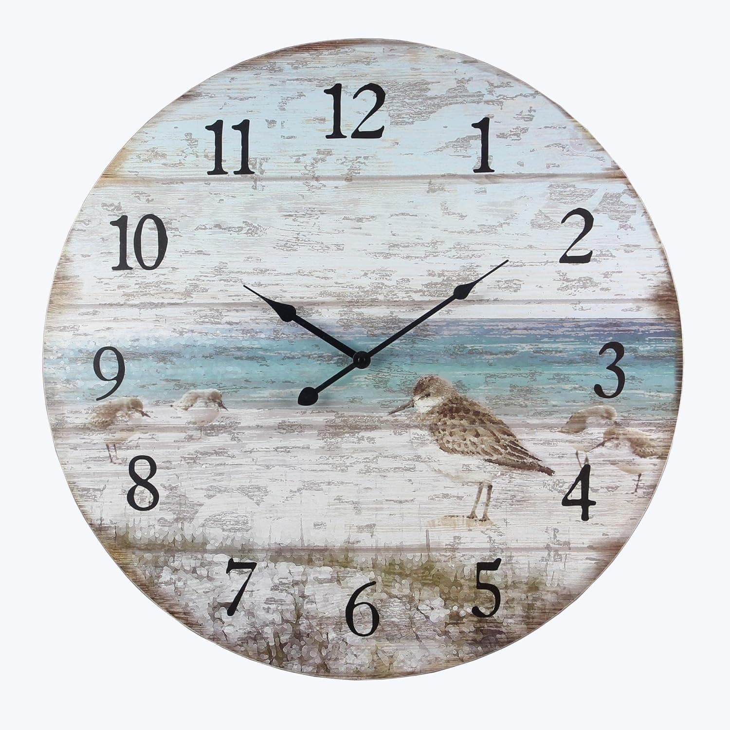 Young's Inc Wood Coffee Cup Wall Clock - Wall Clocks for Living Room Decor - Functional and Decorative Beach, Lake, and Farmhouse Wall Clock - 23" W x 23" H