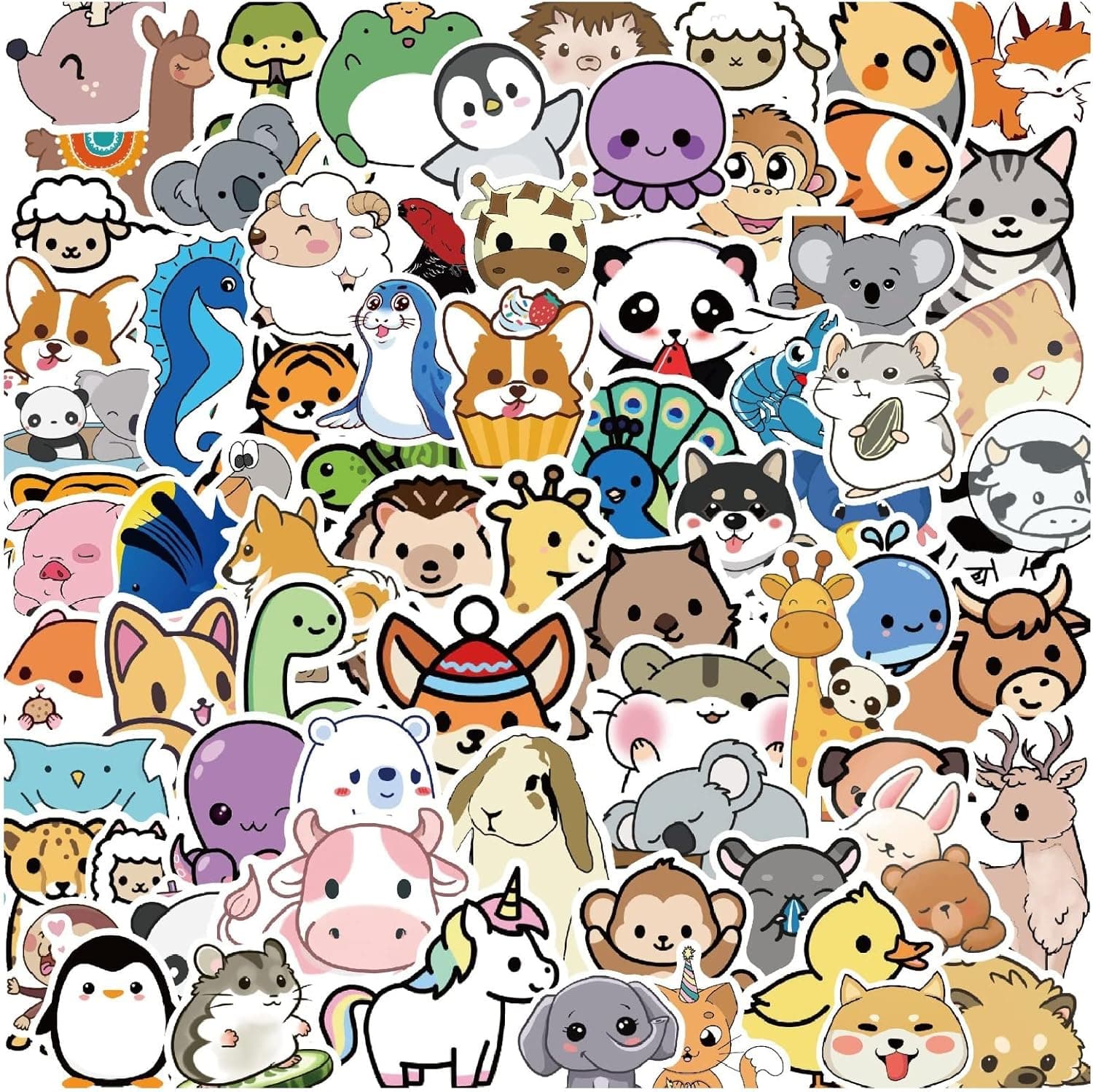 Animal Stickers for Water Bottles - MoCeYa Kids Waterproof Stickers Aesthetic Vinyl Stickers for Kids Sticker for Laptop Phone Guitar Stickers Bulk School Stickers Pack 100pcs