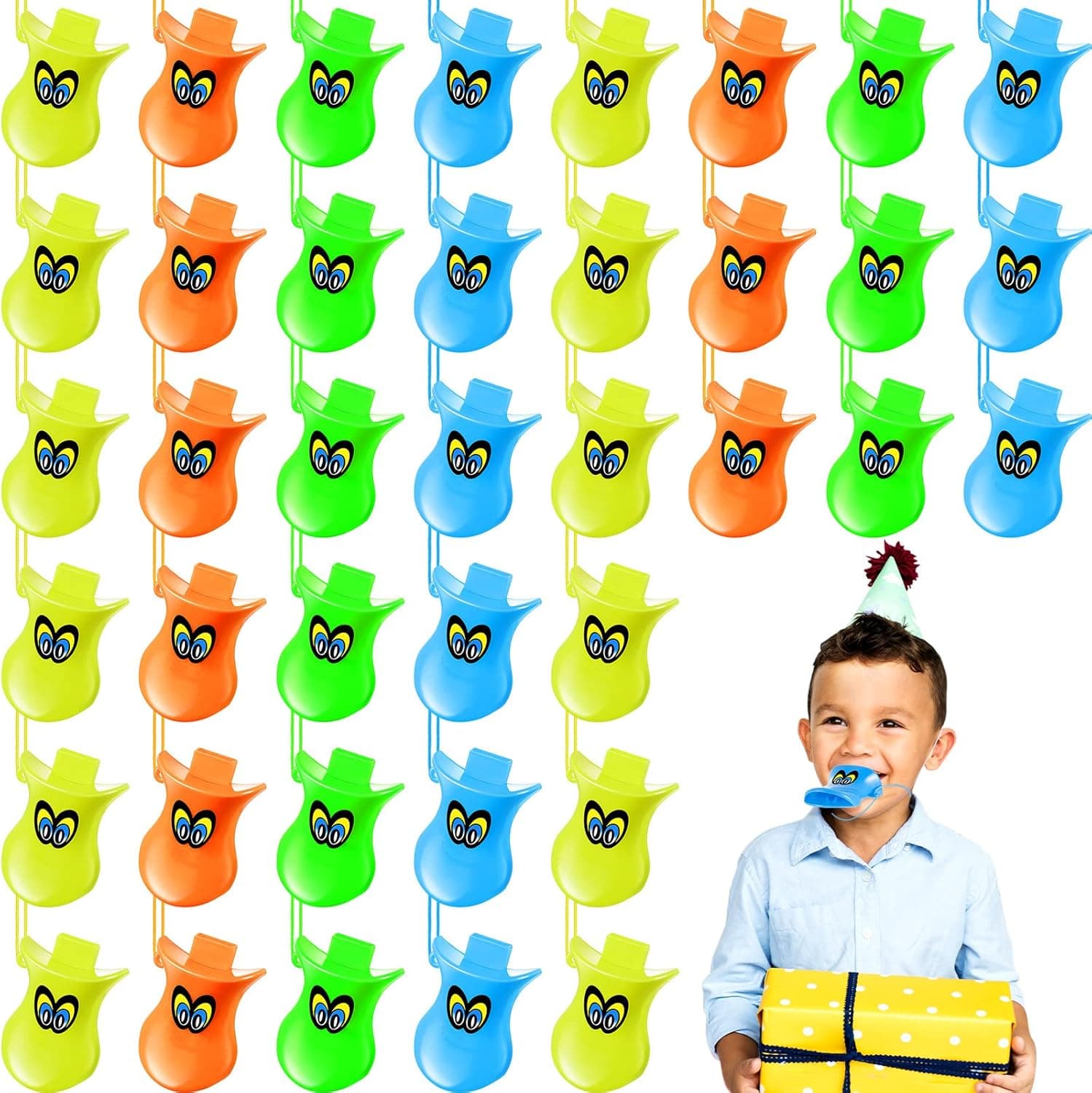 48 Pieces Multicolor Duck Call Whistles Plastic Duck Beak Whistles Small Duck Whistle Bulk with Lanyard for Party Favors Fun Goodie Bag Fillers, 4 Colors