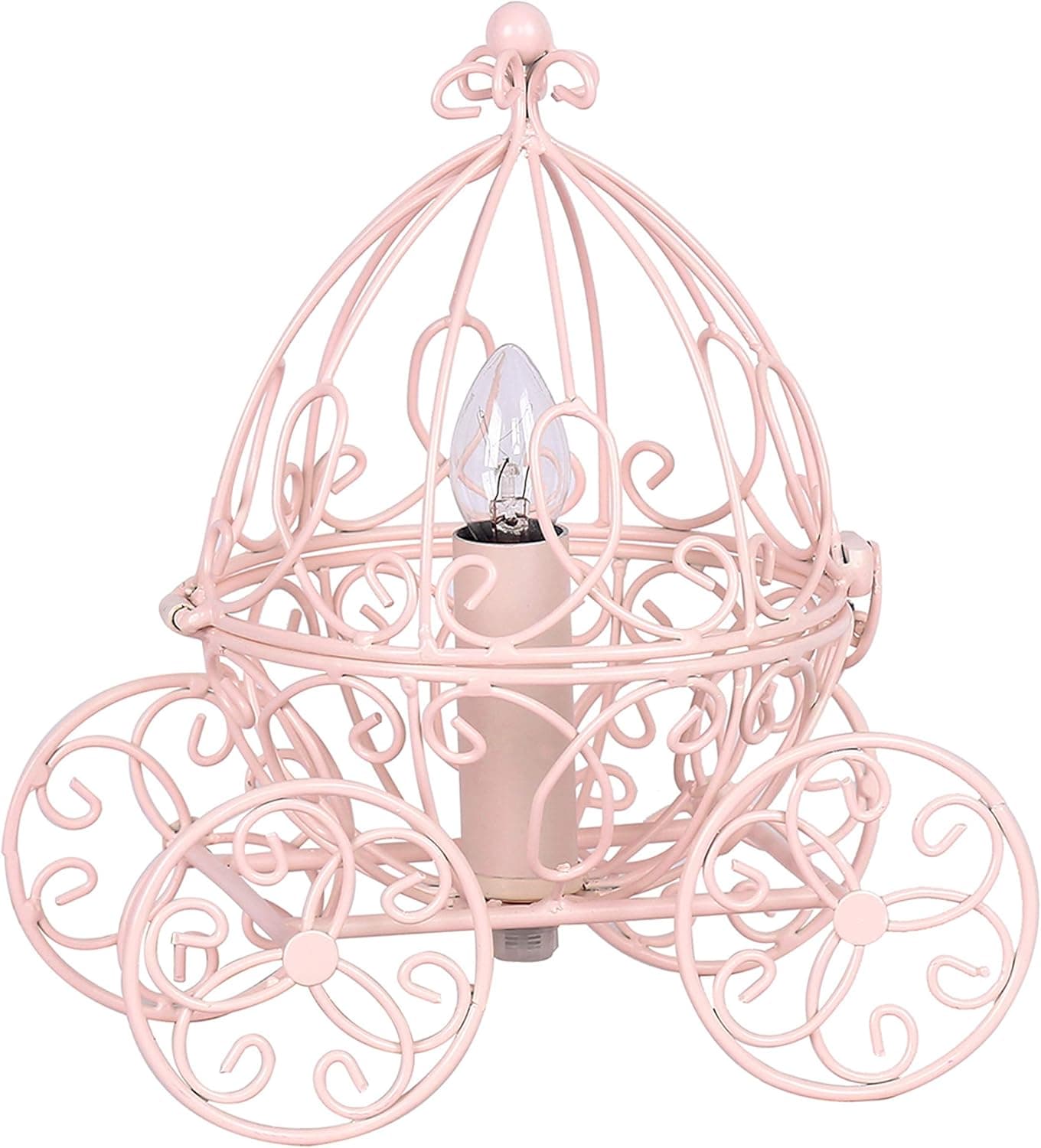 Grandview Gallery Princess Table Lamp - Pretty Carriage Lamp for Little Girls Fairy or Cinderella Themed Bedroom, Pink