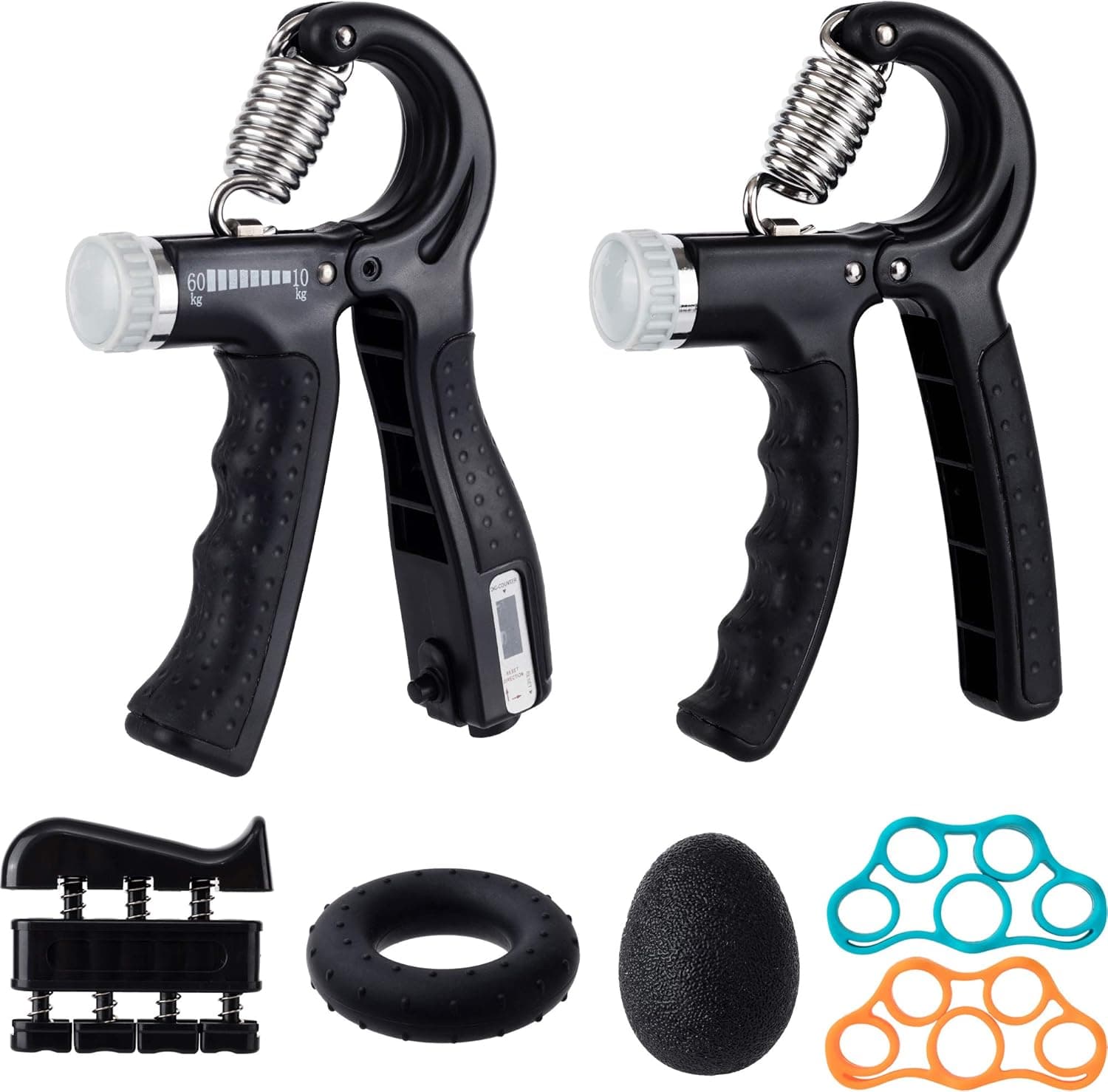 Hand Grip Christmas Day Exerciser Strength Trainer 7 Pack Kit, Finger Exerciser, Finger Stretcher, Grip Ring, Stress Relief Grip Ball, Adjustable Resistance Hand Grip Strengthener Trainer