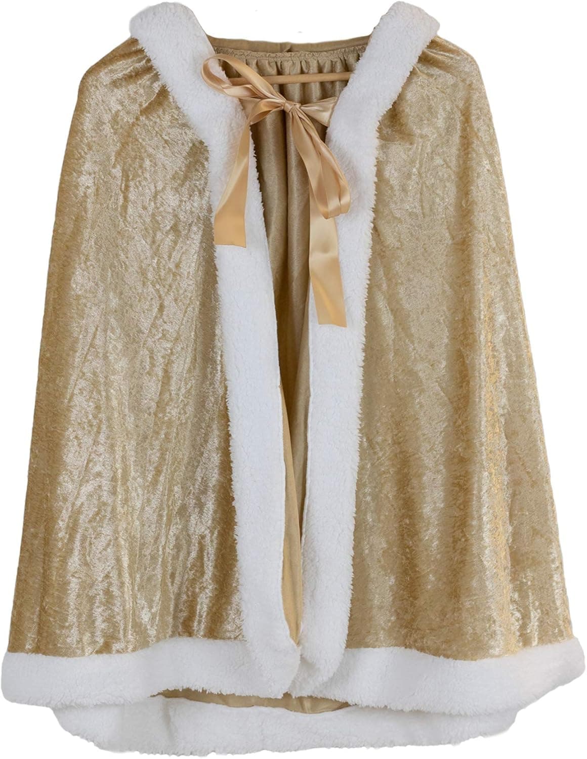 Everfan Youth Princess Cloak | White Sherpa Faux Fur Trimmed Hooded Cape Costume for Kids