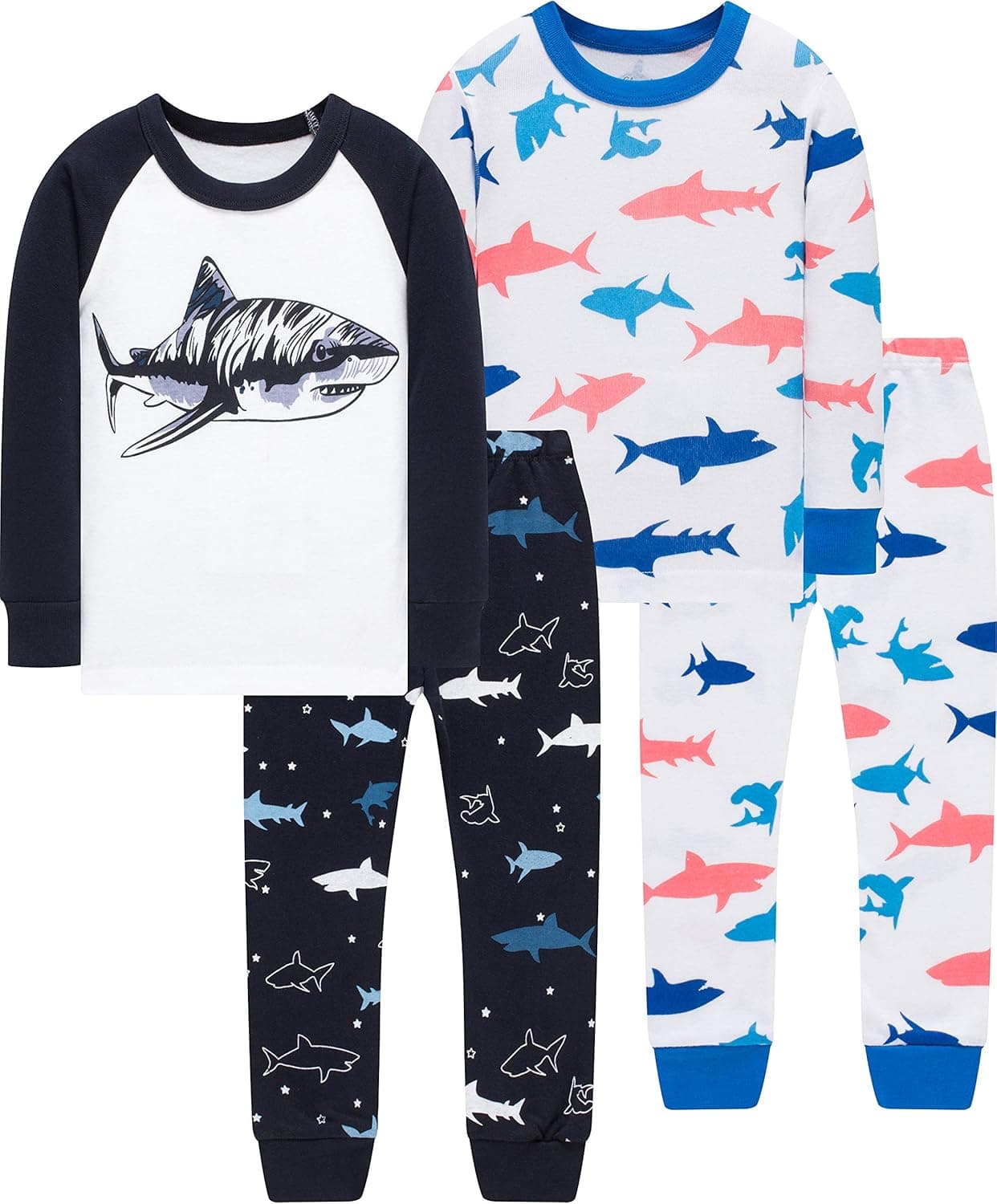 Rocket Pajamas For Boys Christmas Airplane Sleepwear Kids Children PJs Baby Clothes 4 Pieces Cotton Pants Set