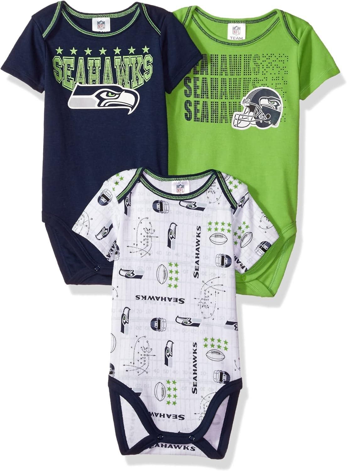 NFL Baby Boys 3 Pack Short Sleeve Bodysuit