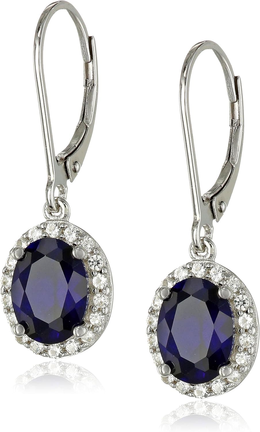Amazon Collection Sterling Silver Created White Sapphire Lever-Back Dangle Earrings