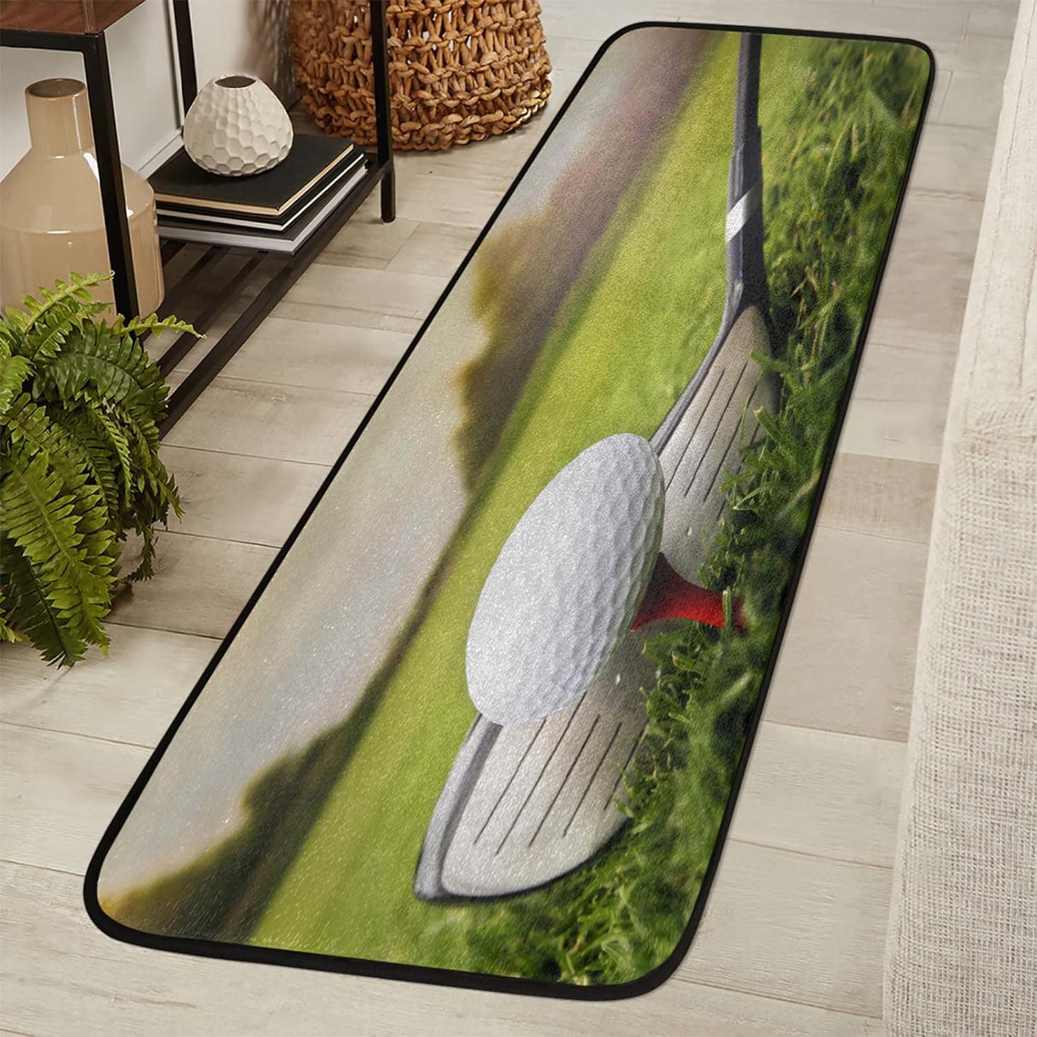 Golf Ball Runner Rug Sport Golf Non Slip Area Long Rug Hallway Entry Living Room Modern Carpet (2'x6')