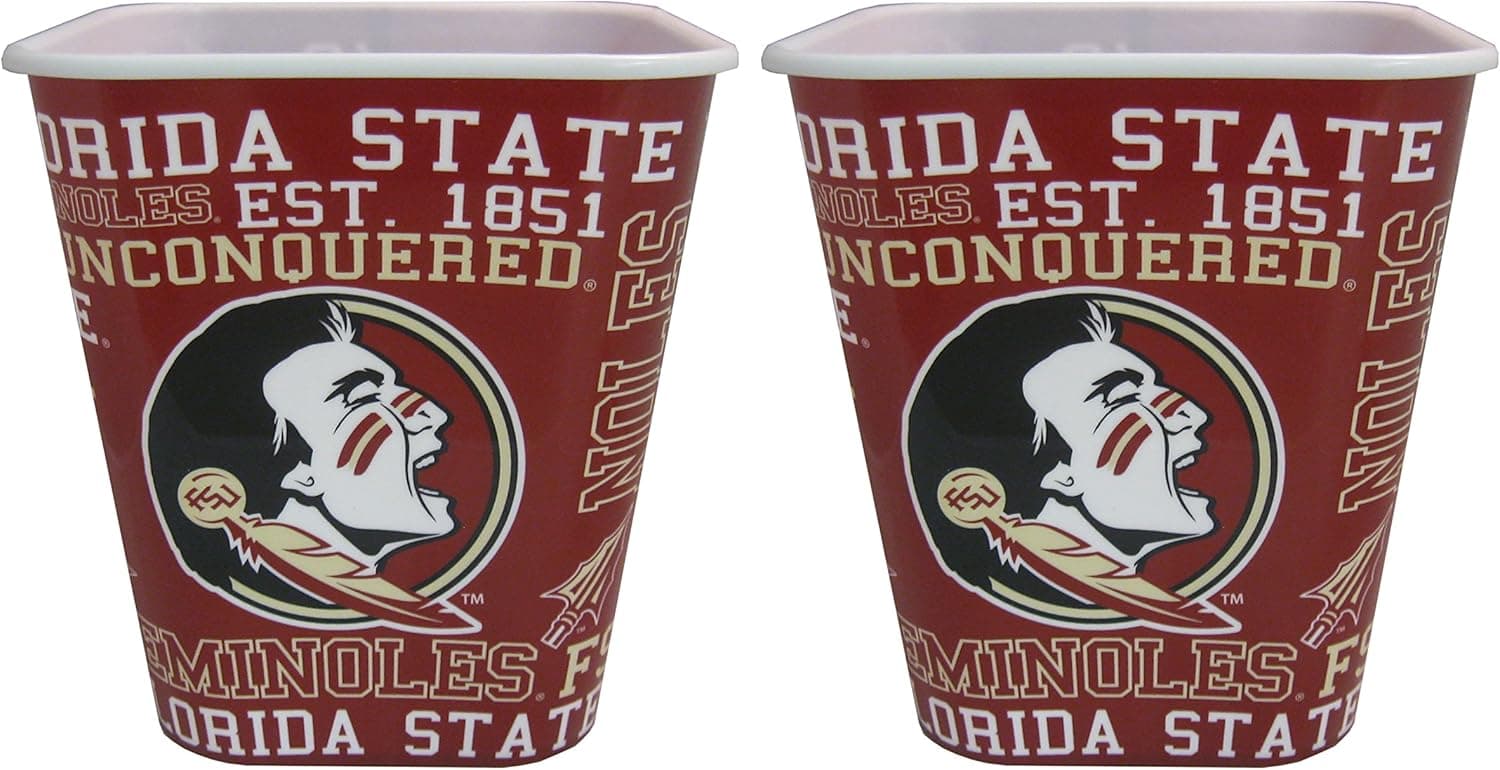 Boelter NCAA Florida State Seminoles 3 Liter Reusable Plastic Snack Bucket 2 Pack