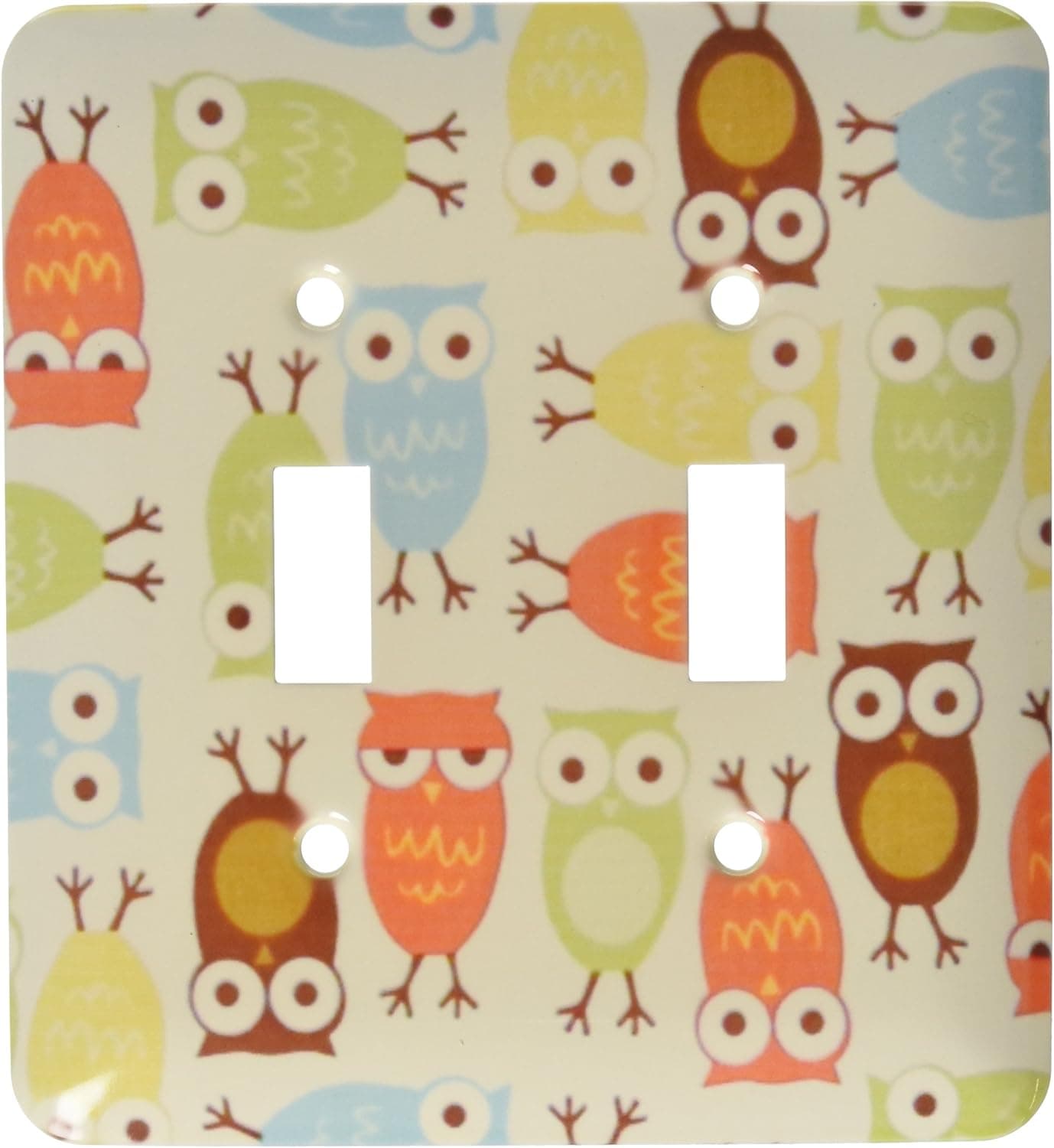 3dRose lsp_60529_2 Owl I Cute in Olive Green N Yellow Orange Double Toggle Switch