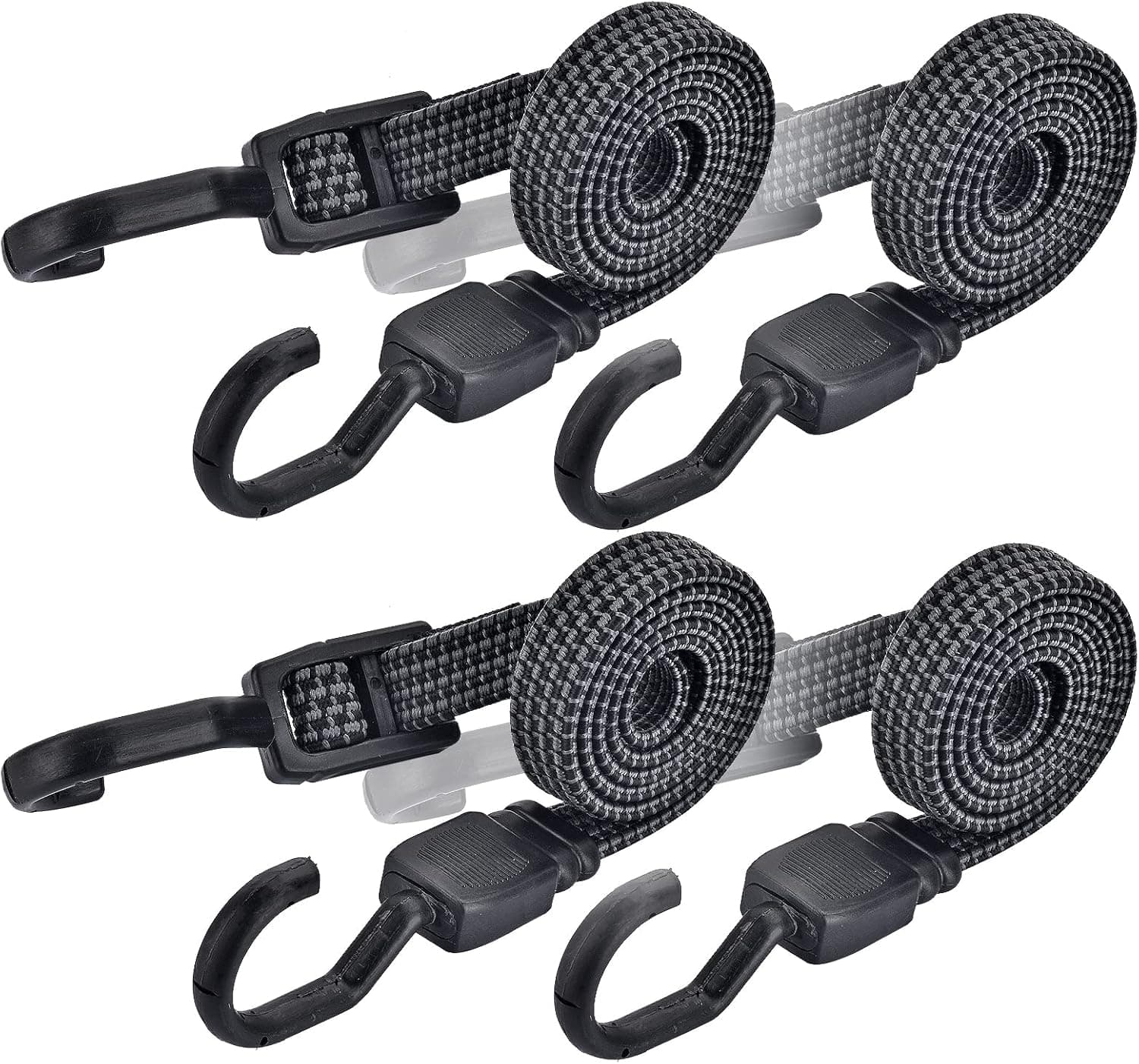 Adjustable Flat Bungee Cord,Amtake 4 Pack 3.3 Ft Bungee Cord Elastic Straps with Hooks Heavy Duty Cord for Luggage, Tarpaulin, Tent, Boat, Bike, Trolley and Trucks