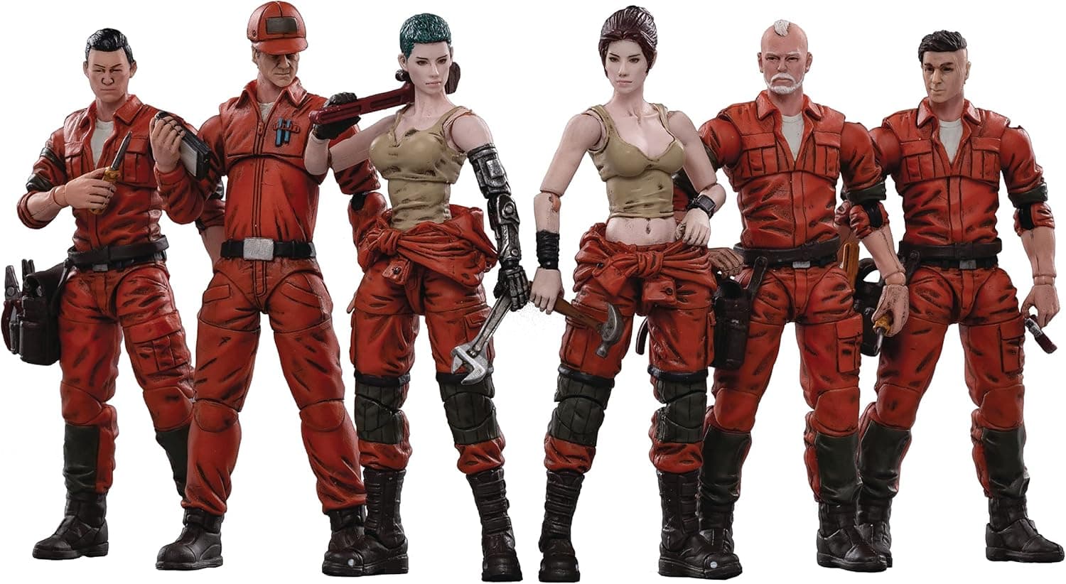 JOYTOY Action Figures 4-Inch Mech Maintenance Team Soldier Figure PVC Military Model Collection Toys (Team B)