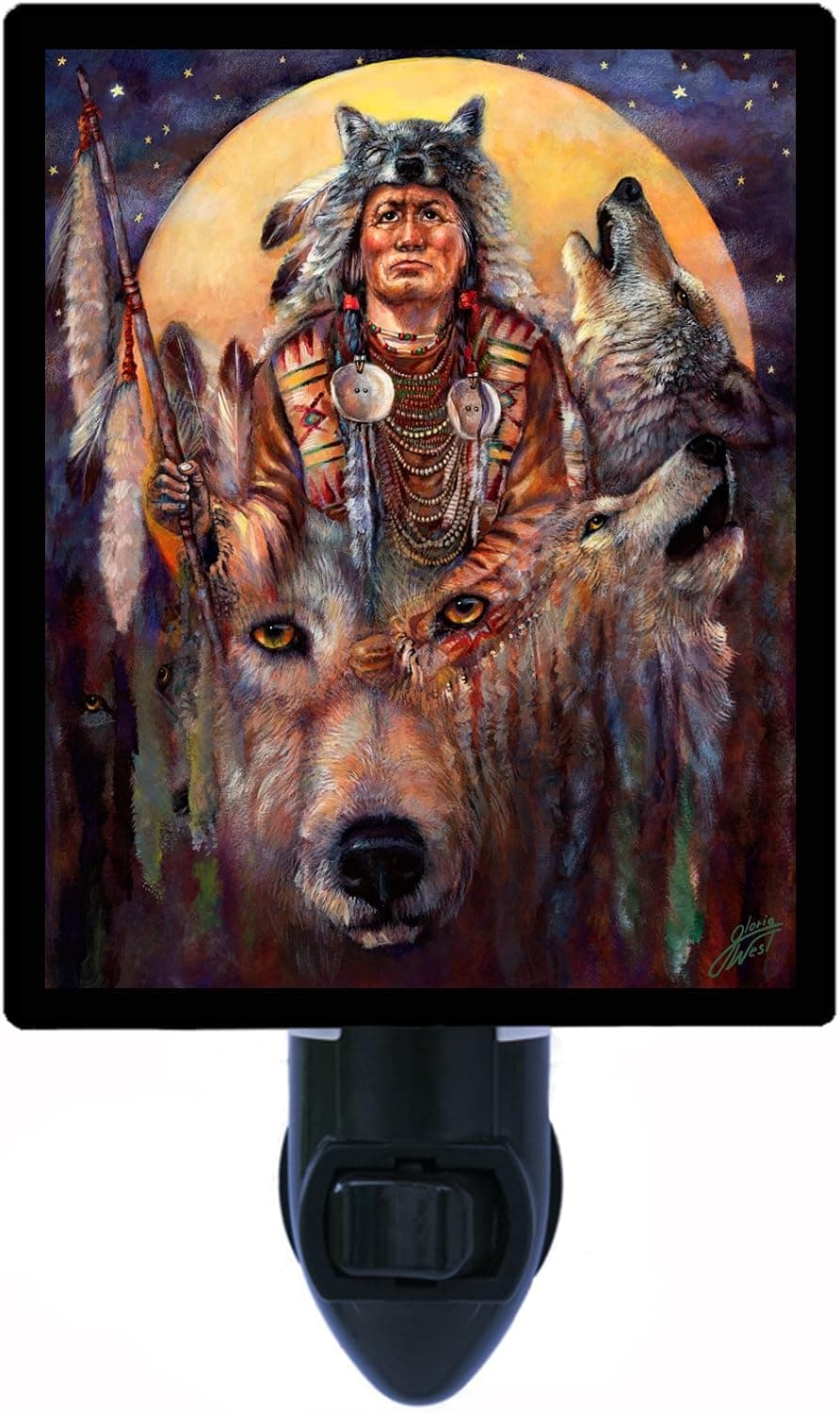 Native American Night Light, Invoking The Wolf Spirit, Cultural