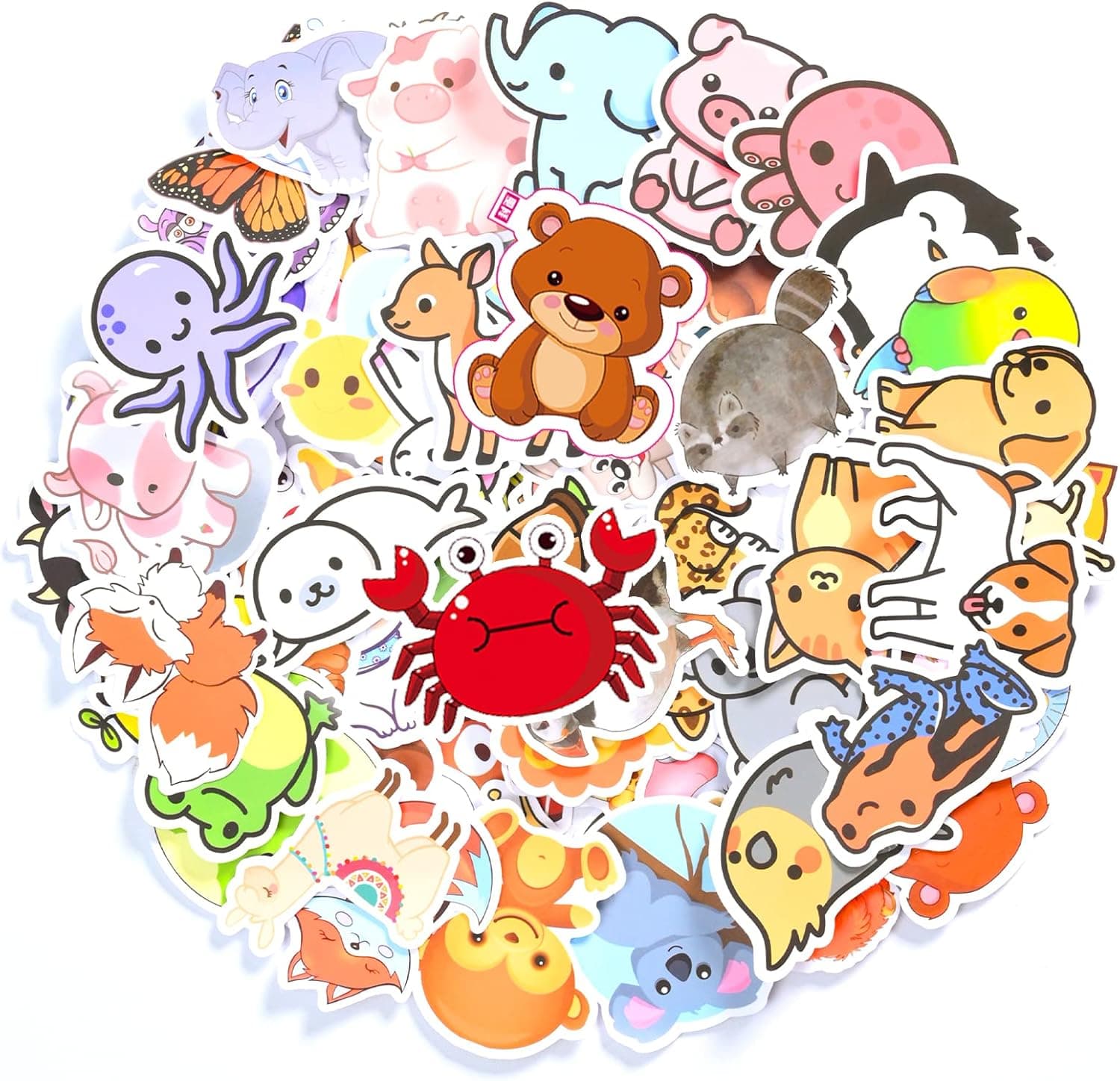 Animal Stickers for Kids – 100 Pcs Cute Water Bottle Stickers – Waterproof Vinyl Stickers for Water Bottles, Skateboard, Laptops, Suitcases, Phone – Colorful Sticker Packs for Girls Teens