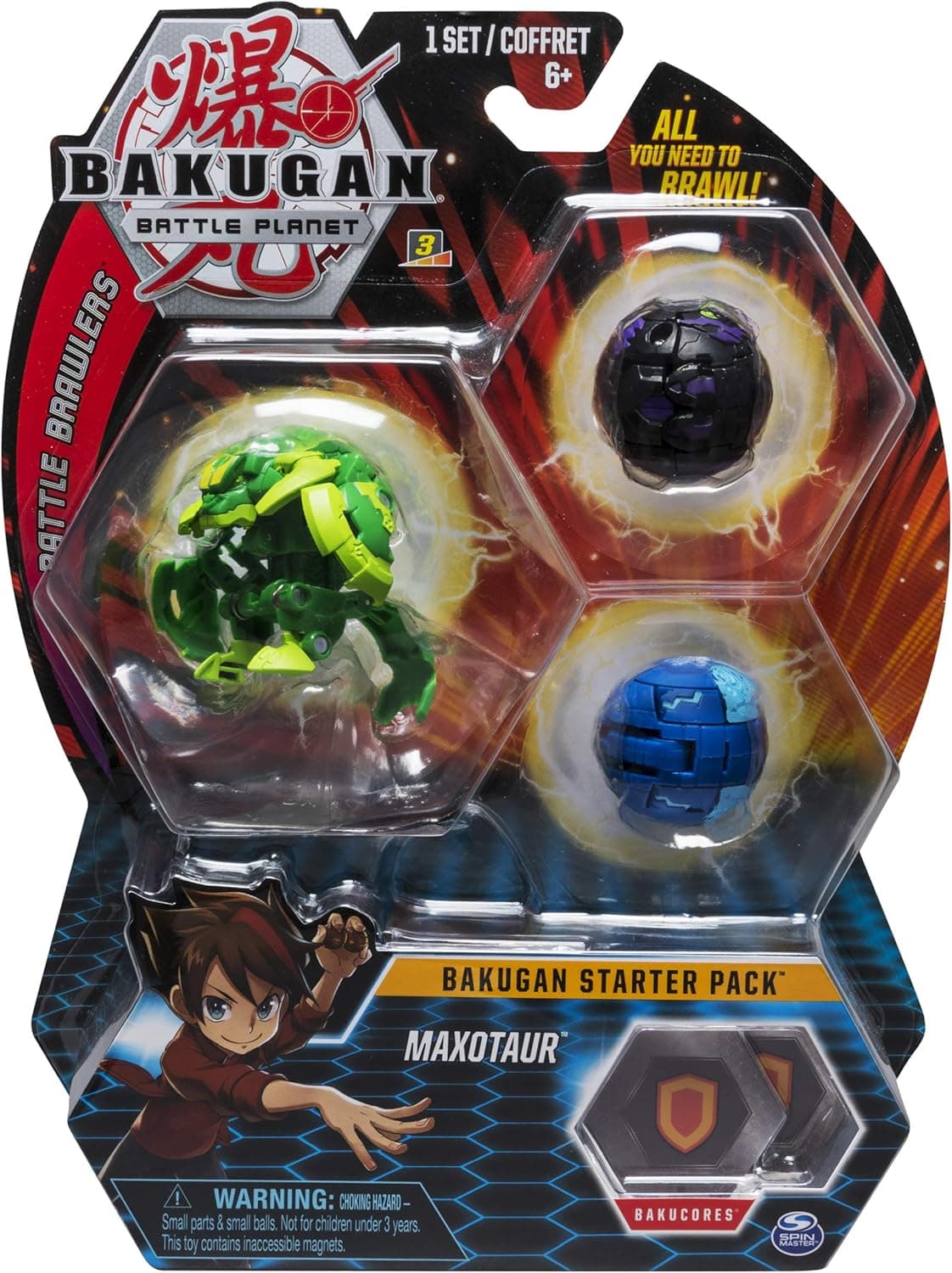 Bakugan Starter Pack 3-Pack, Maxotaur, Collectible Transforming Creatures, for Ages 6 and Up