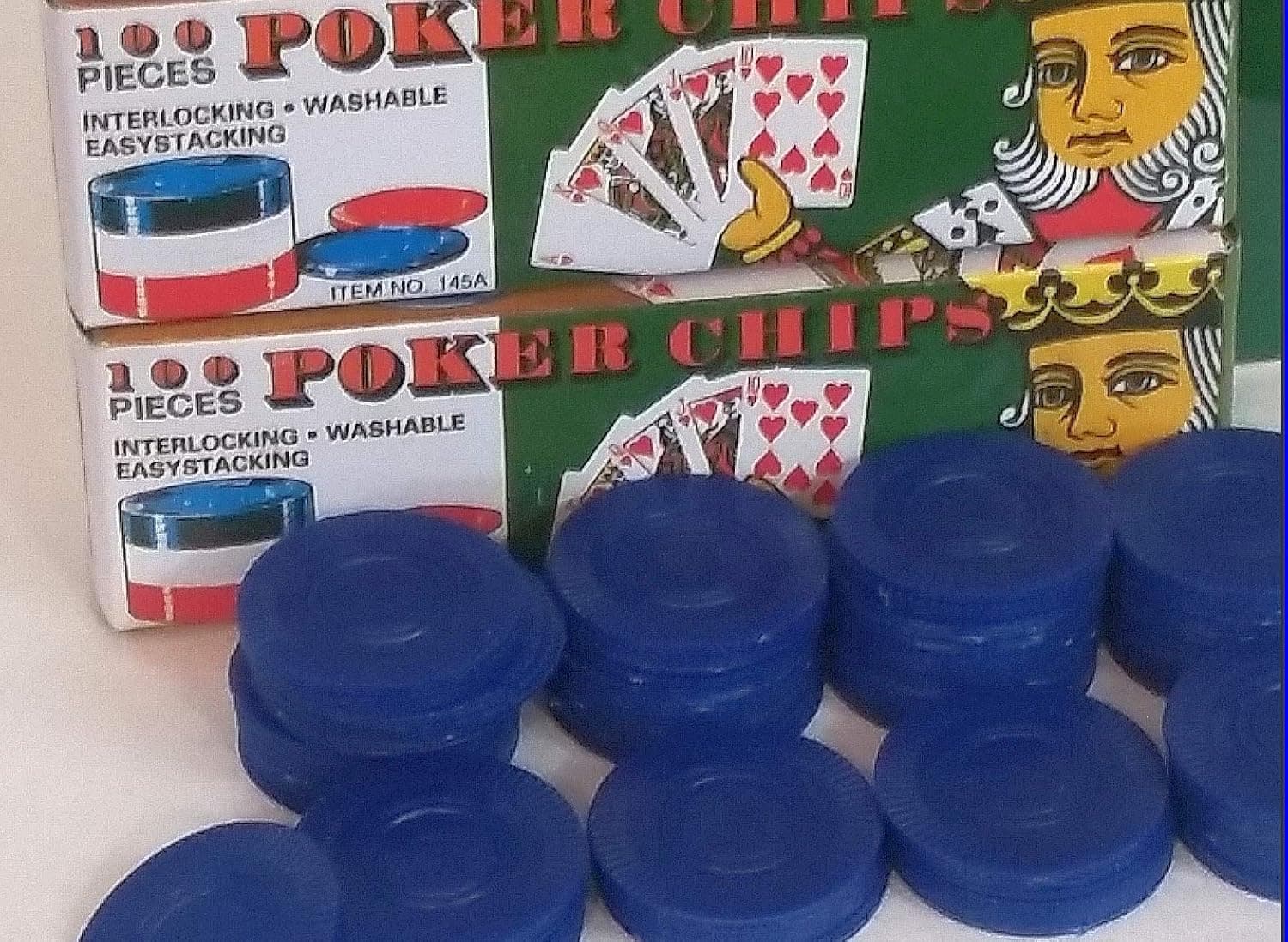 The CryptoMan 2 Boxes Over of 100+ Blue per Box (200+ Total) 1 1/2 inch Plastic Poker Chips