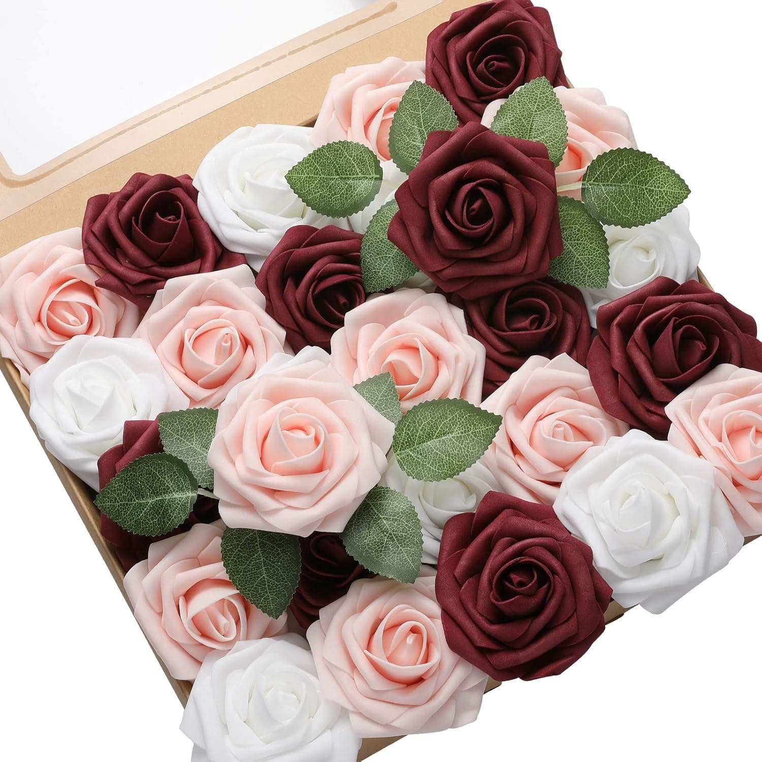 DerBlue 60pcs Artificial Roses Flowers Real Looking Fake Roses Roses Decoration DIY for Wedding Bouquets,Arrangements Party Baby Shower Home Decorations