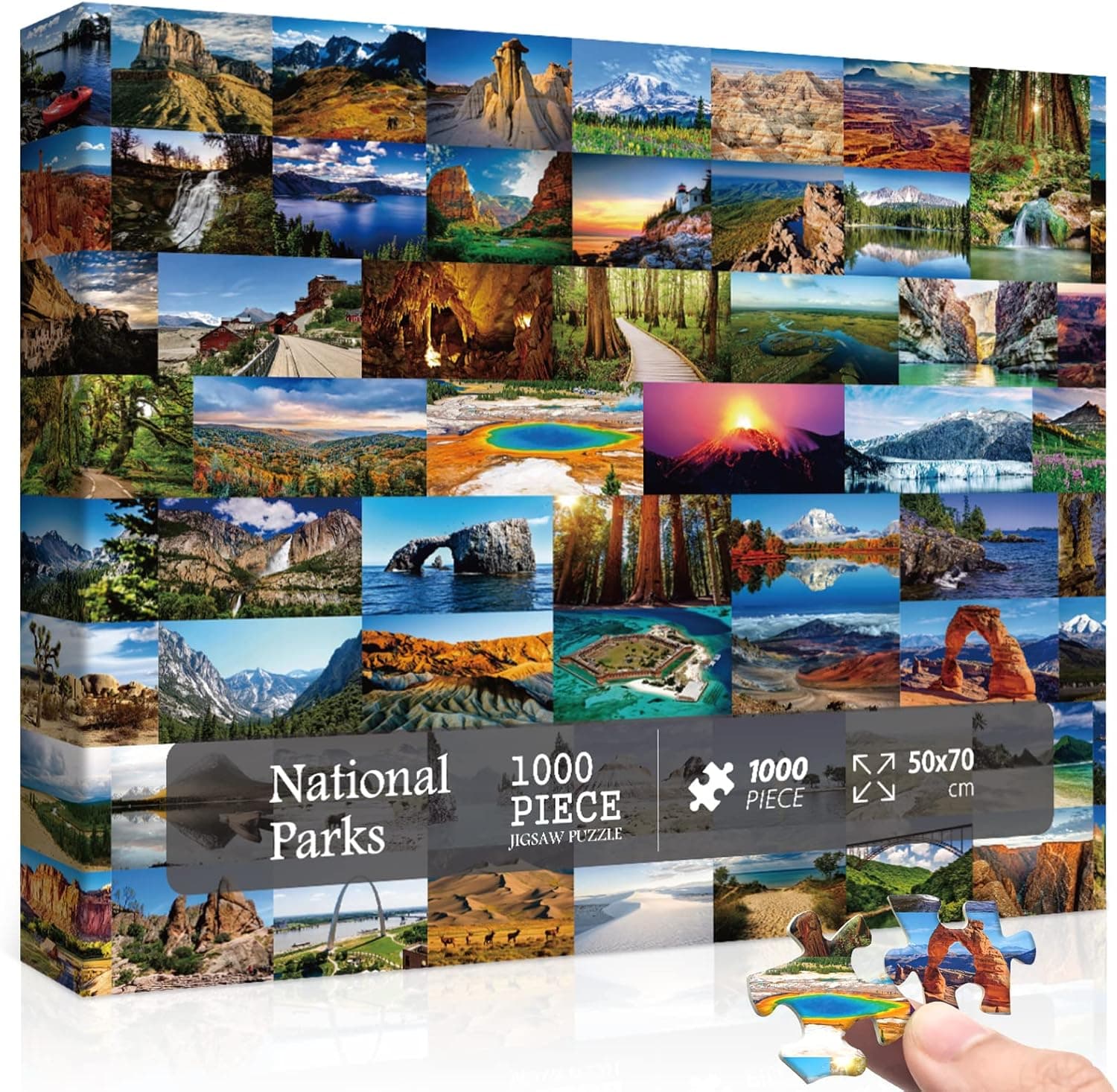 National Parks Puzzle, Nature Puzzle 1000 Pieces as National Parks Gifts, Landscape Puzzle for Adults Including Yellowstone, Yosemite, Zion