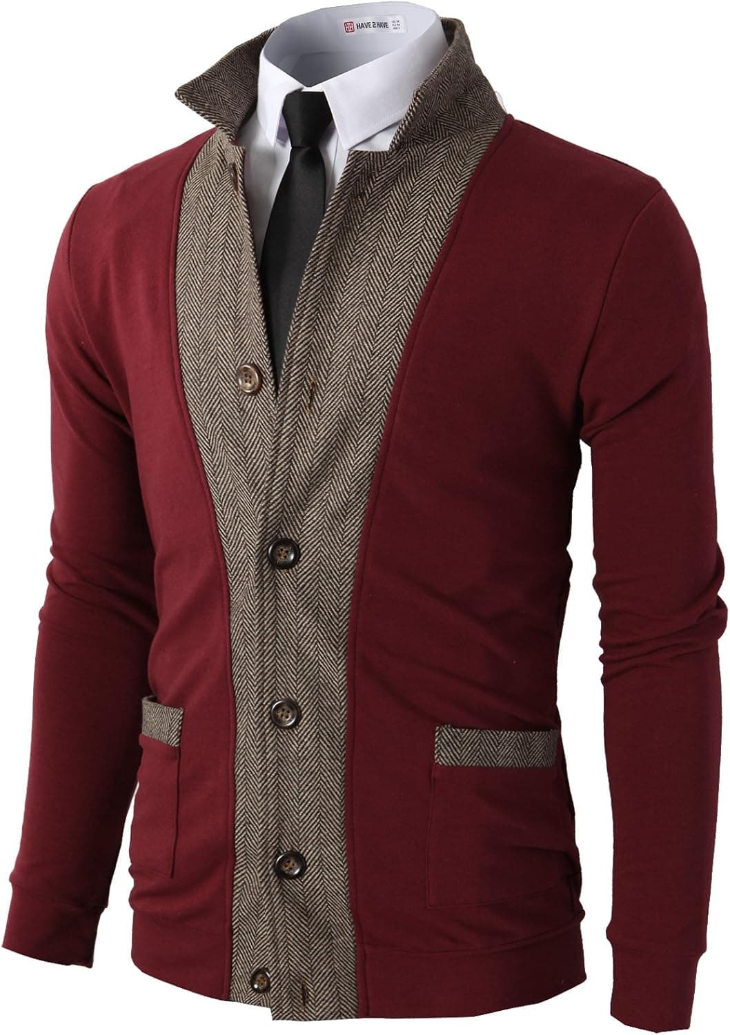 H2H Mens Casual Slim Fit Jacket Cardigans Long Sleeve Thermal