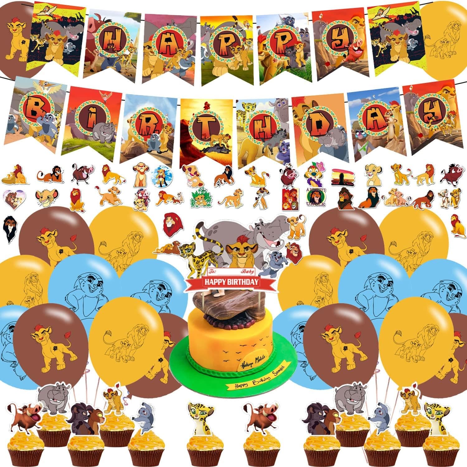 Lion Guard Party Decorations,Birthday Party Supplies For Lion Guard Party Supplies Includes Happy Birthday Banner, Stickers,Balloons, Cupcake Toppers, Cake Topper for Boys And Girls