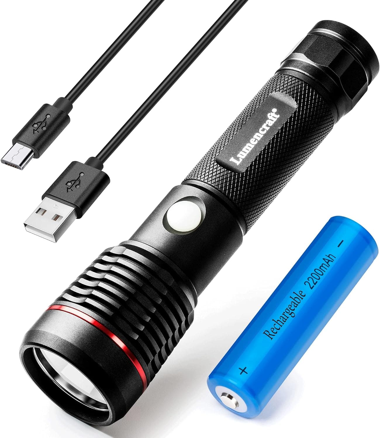 Lumencraft Rechargeable LED Flashlight - Bright 600 Lumen Cree LED - High Lumens for Dog Walking, Car Repair, Varmint Hunting and Emergency Use.