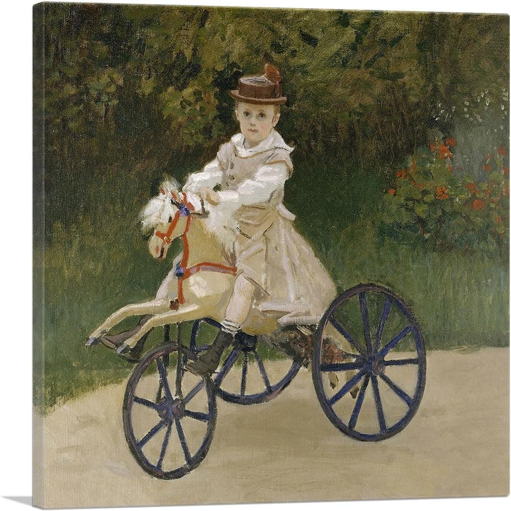 ARTCANVAS Jean Monet on his Hobby Horse Canvas Art Print by Claude Monet - 18" x 18" (0.75" Deep)