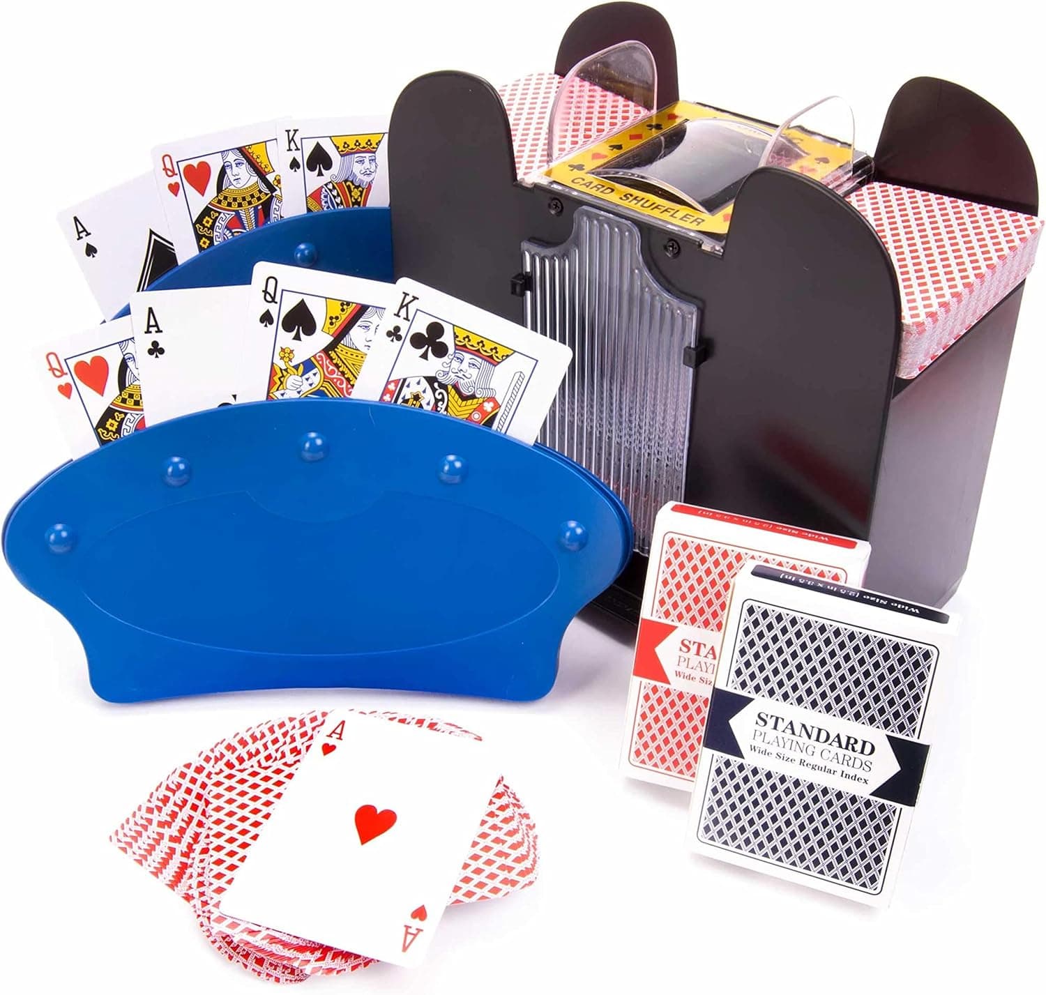 Brybelly Hands-Free Card Game Night Bundle - Includes Playing Card Holders, 6 Deck Capacity Automatic Shuffler, and Full Deck of Cards - Great for Senior Citizens, Families, and More
