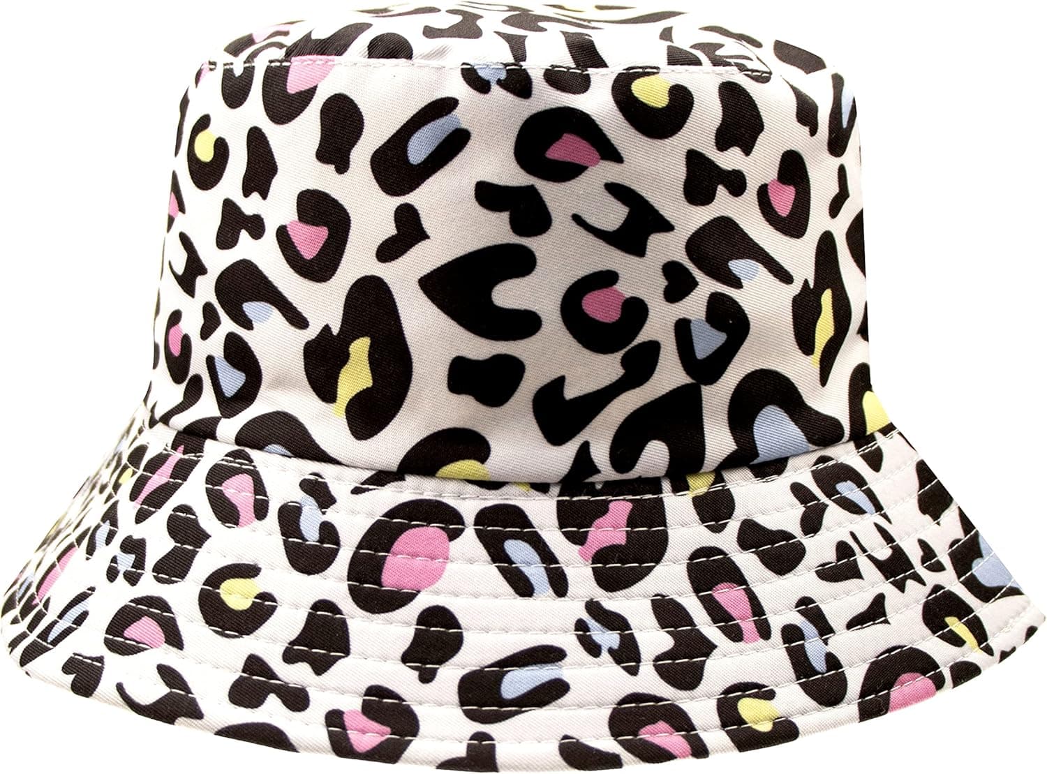 Kids Bucket-Hat Reversible Cotton-Sun-Hat Leopard Outdoor Cap Packable Unisex for 7 to 10 Years