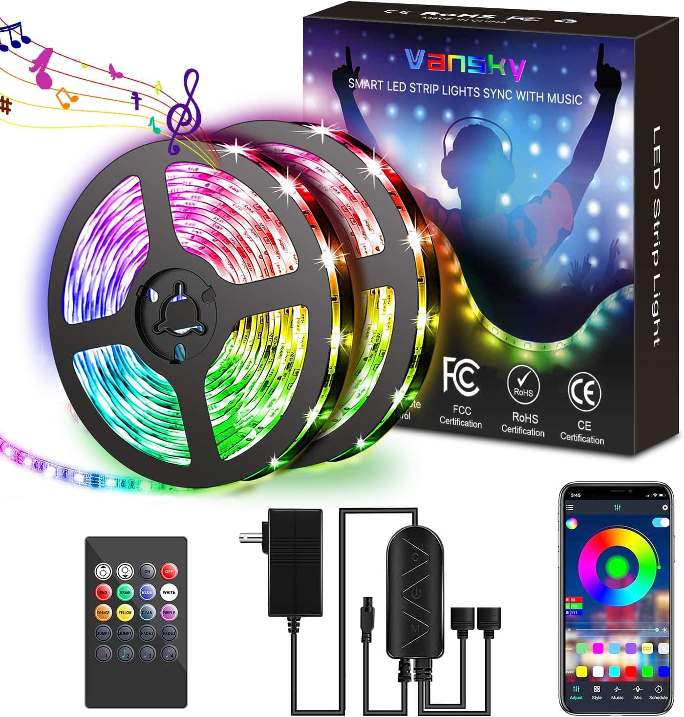 Led Strip Lights for Bedroom 32.8ft, LED Light Strip RGB LED Lights 300LEDs Sync to Music Color Changing Rope Lights with APP Controller for Aesthetic Bedroom Decor Party