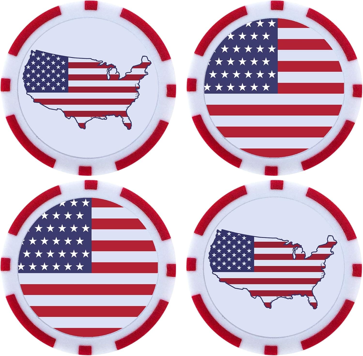 MVP Sport USA Poker Chip Ball Marker 4PK, 1.5 x 1.5 x 0.02 (MVP3073)