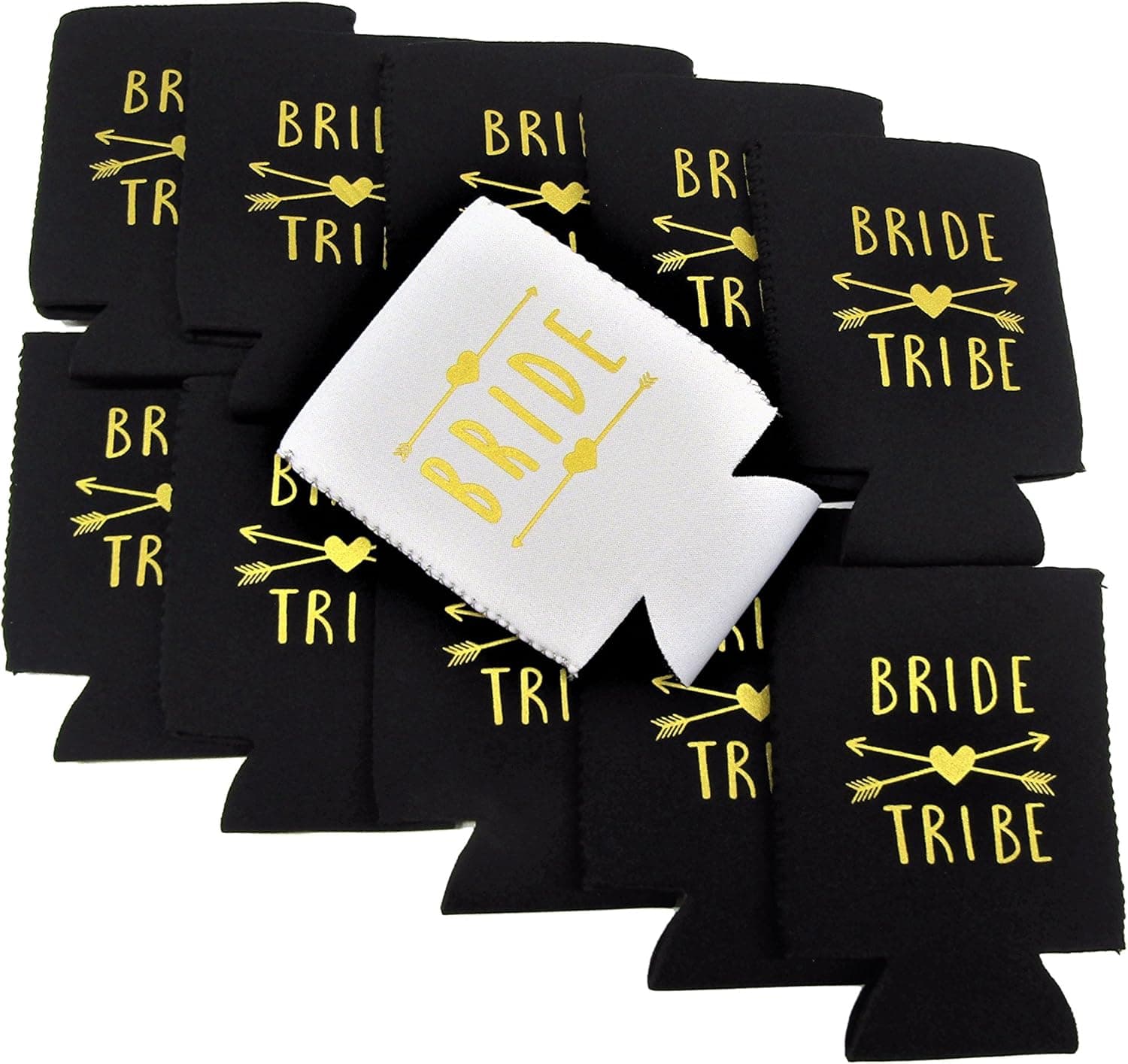 Bachelorette Party Bride and Bride Tribe Can Cooler Set - 11 Pack - INCLUDES 12 MATCHING TEMPORARY TATTOOS