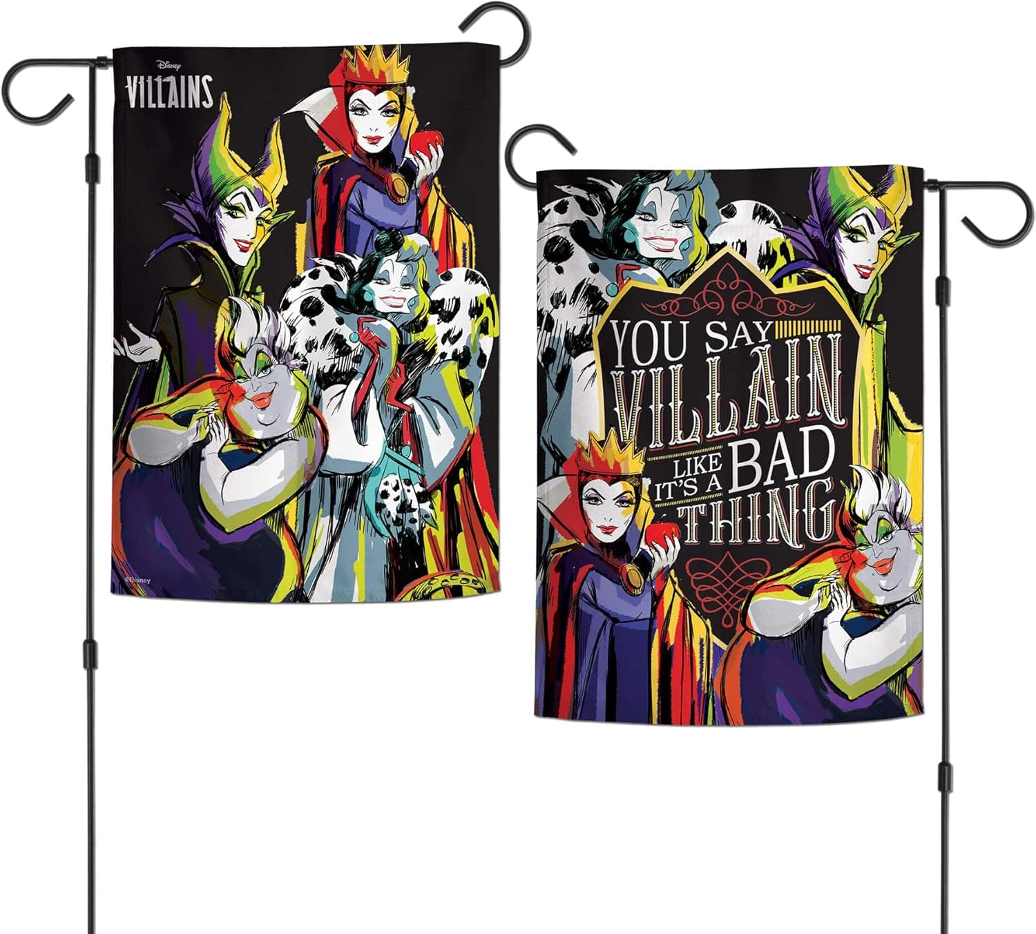 WinCraft Villains Disney Villains You Say Garden Flags 2 Sided 12.5" x 18", Multi, One Size