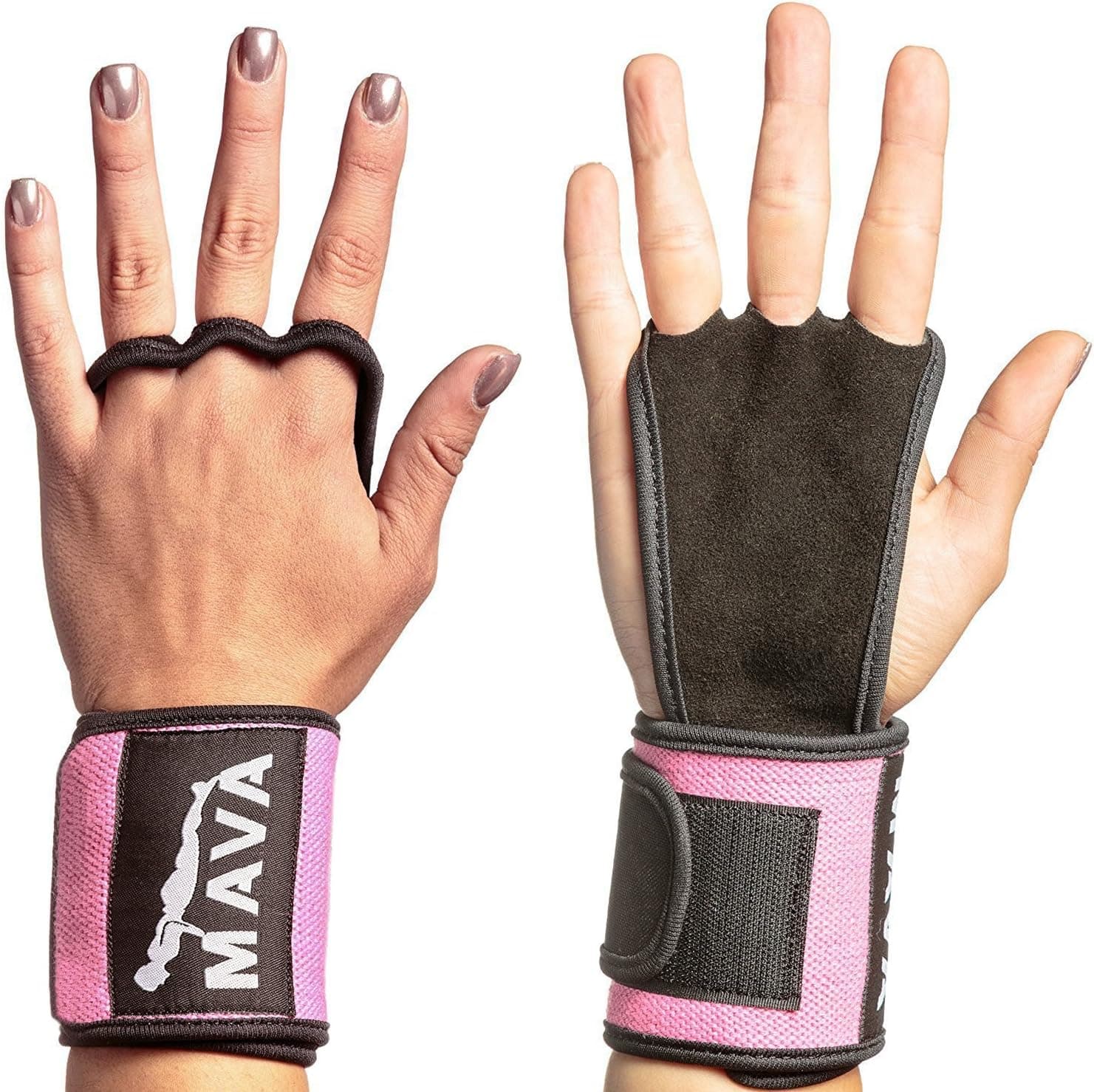 Mava Sports Hand Grips with Wrist Support Wraps for WODs, Pull Ups, Lifting, Kettlebell Exercise, Gym Workouts – Training Callus Guards & Palm Protectors