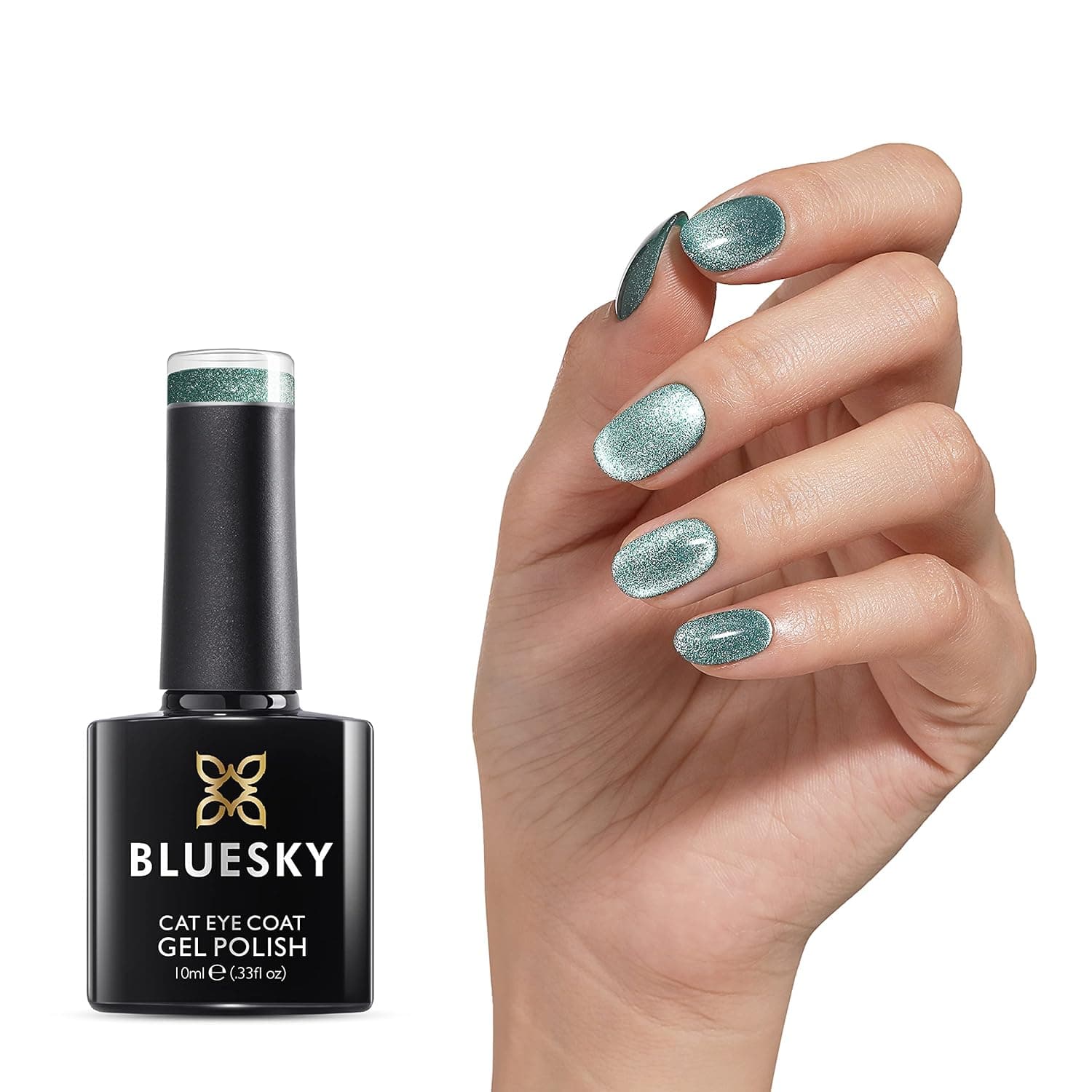 Bluesky Magnetic Nail Polish 5D Cat Eye Gel Nail Polish, Galaxy Glitter Magic Shiny Effect, Emerald Green SW07. Professional UV/LED Nail Art Manicure for Salon Designs and Home DIY. 10ml/0.33fl oz.