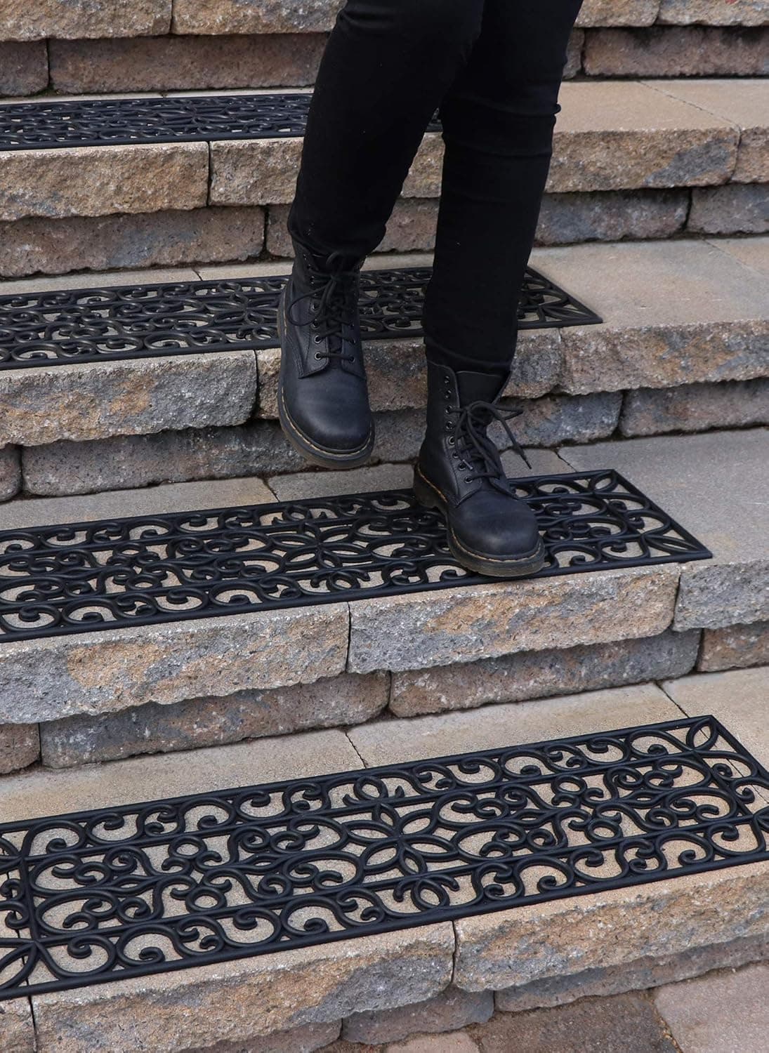 Rubber Stair Treads Non-Slip Outdoor 48”x10” (5-Pack) – Anti-Slip Step Mat