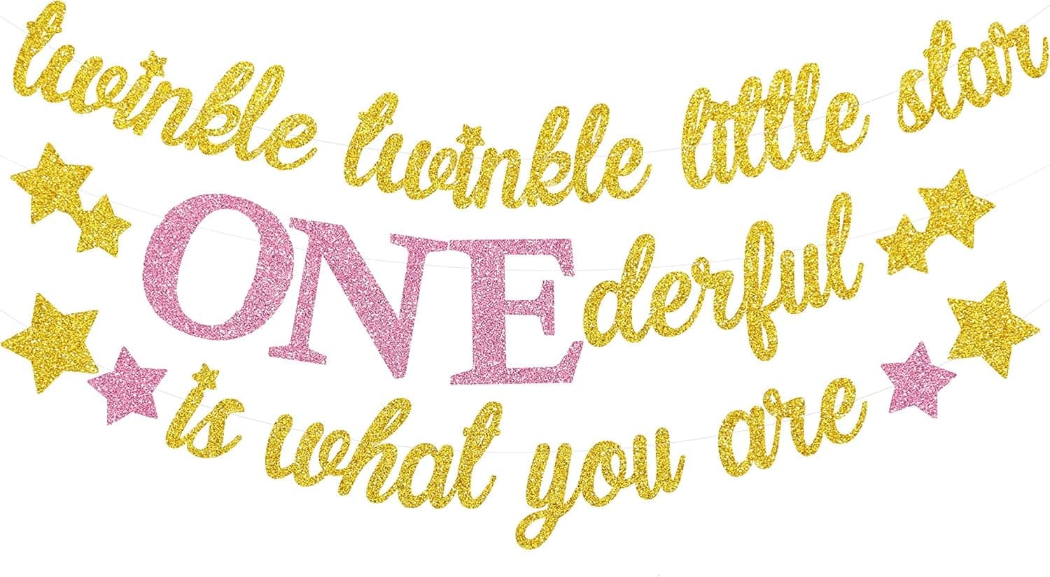 Yaaaaasss! Twinkle Twinkle Little Star Banner Girl 1st Birthday Party Decor