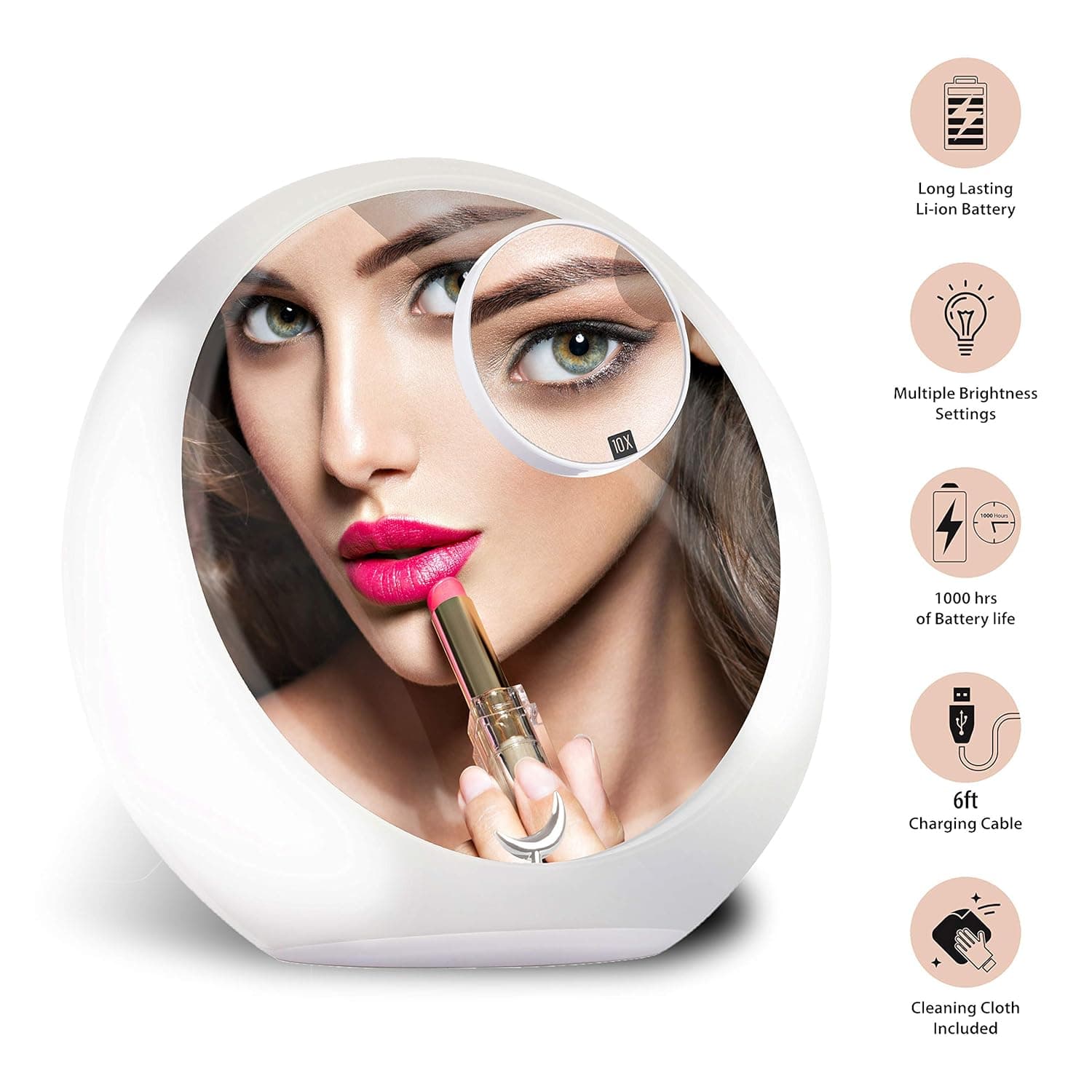Vanity Mirror With Lights And Bluetooth - Perfect Makeup Mirror - Magnification Mirror Included - Easy Touch Control - No Fuss Natural Light Makeup Mirror With USB Cable - Great In Any Room