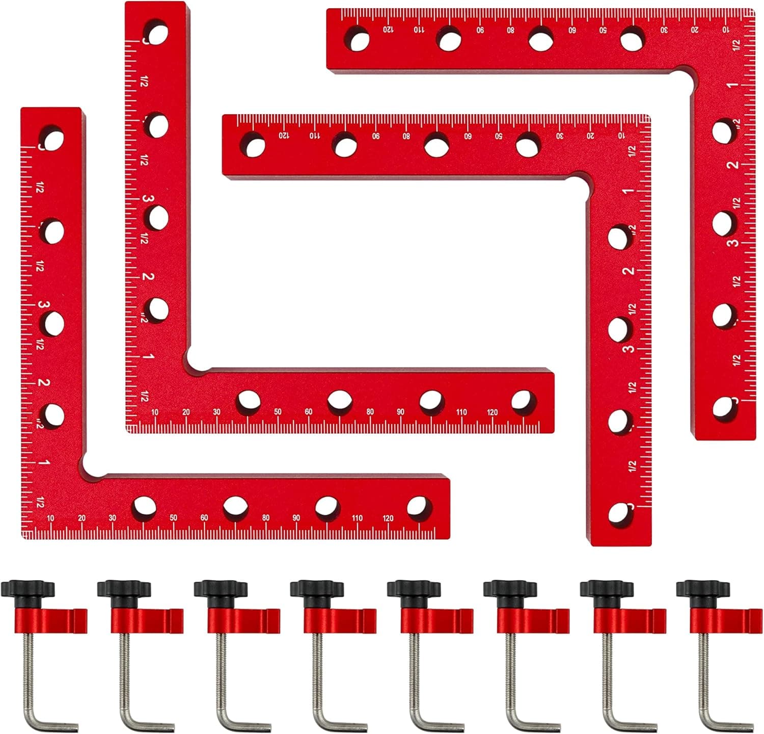 TSGLO 90 Degree Positioning Squares, 4Pcs Right Angle Clamp Clamping Squares, 5.5 Inch Aluminium Alloy L-Type Corner Clamp, Woodworking Carpenter Clamping Tool for Frame, Boxes, Cabinet or Drawer