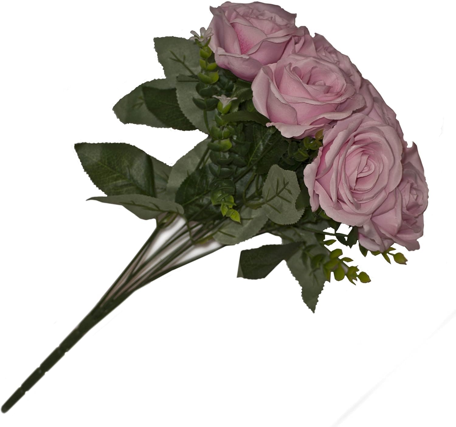 ALEKO F10HRP17 Artificial Silk 17 Inch 10 Heads Pink Rose Flower Bouquet