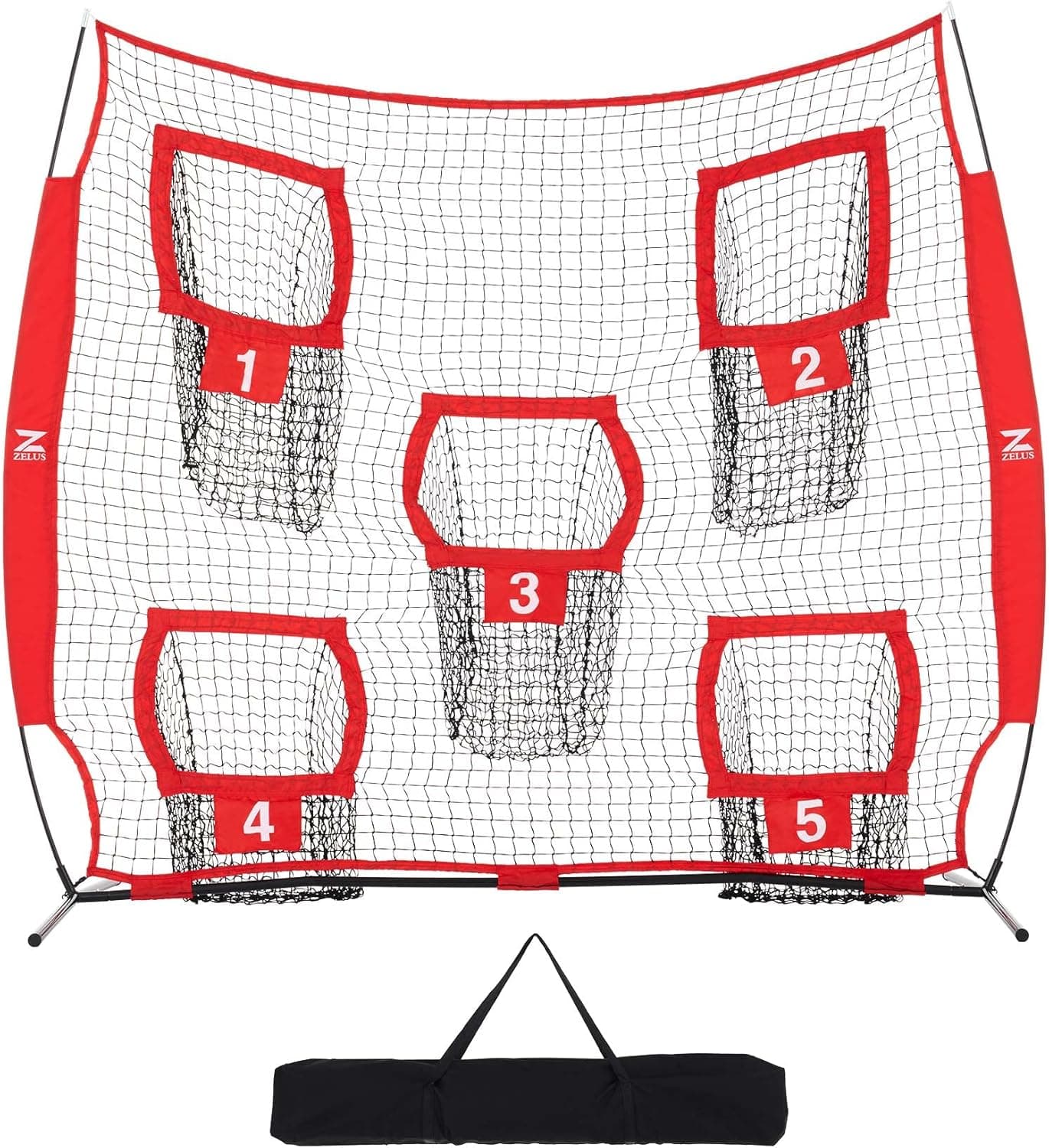 ZELUS 7 x 7ft Football Trainer Throwing Net | Training Throwing Target Practice with 5 Throwing Targets | Great for Quarterback | Includes Carry Bag