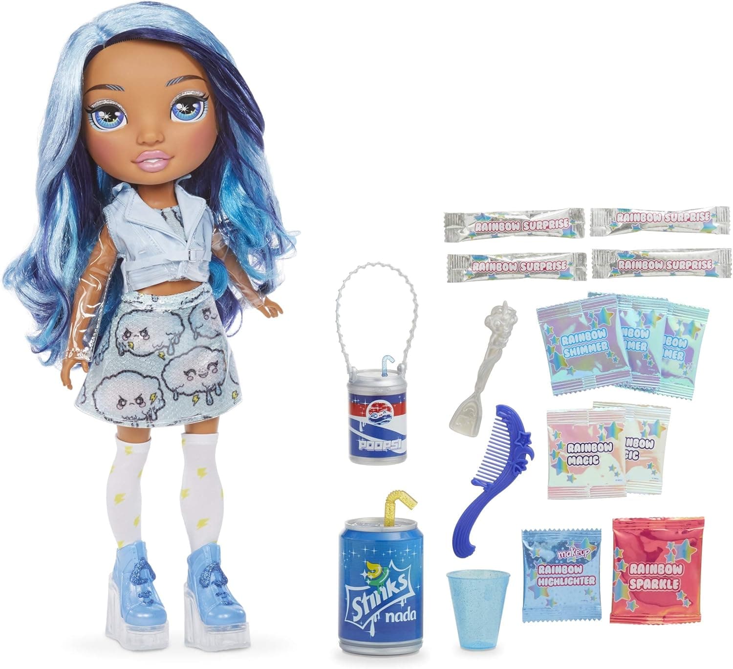 Rainbow Surprise Rainbow High 14-inch Doll – Blue Skye Doll with DIY Slime Fashion (571209)