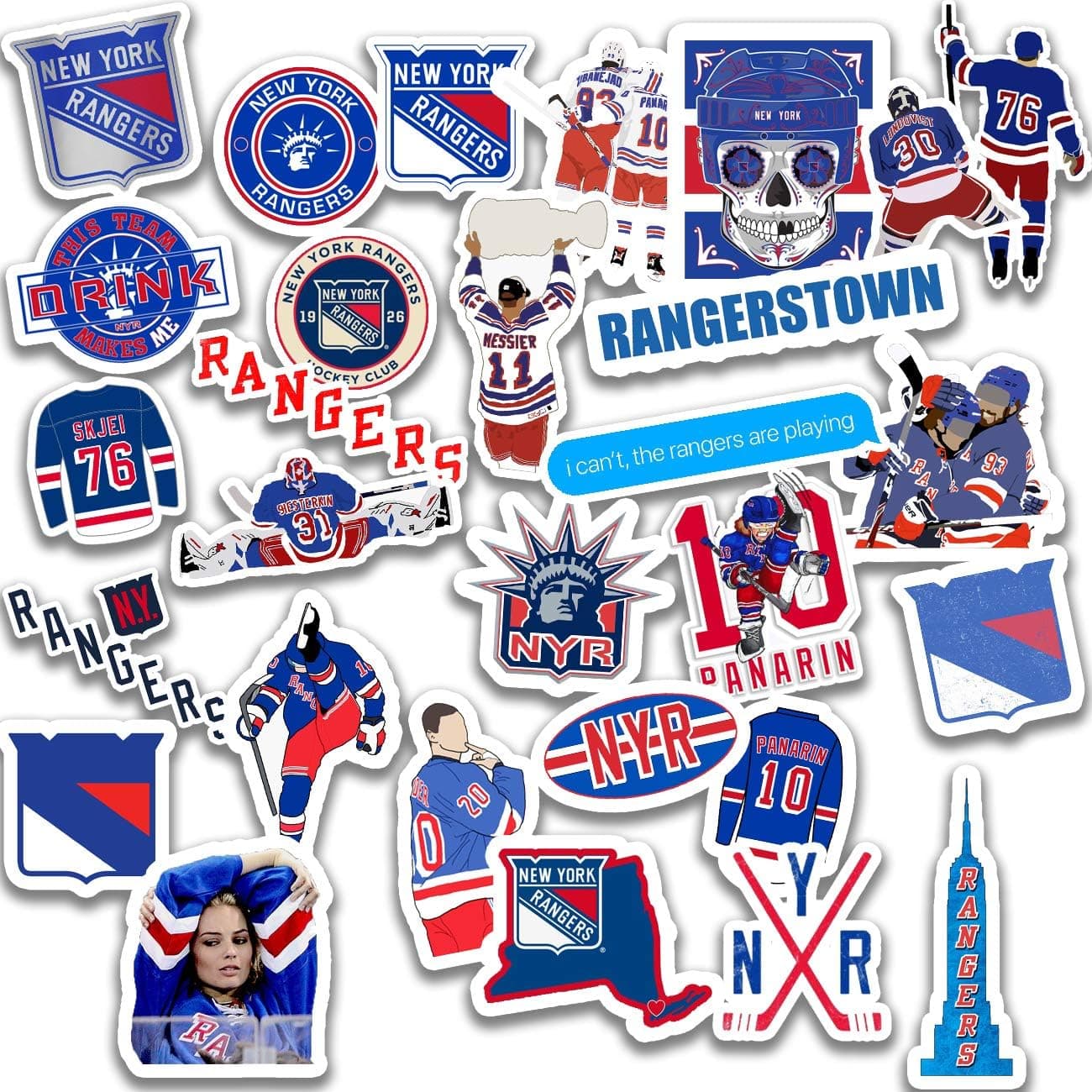Set of New York Vinyl Rangers 2-2,5 inch Stickers Pack of 30 pcs