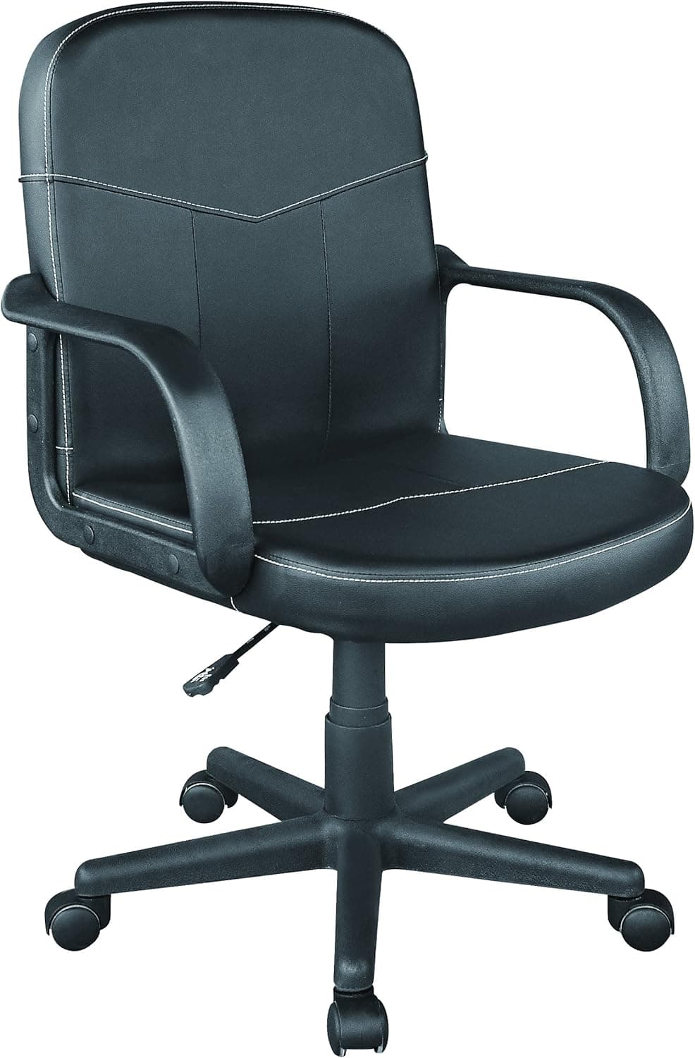 OneSpace Mid-Back Leather Office Chair, Black