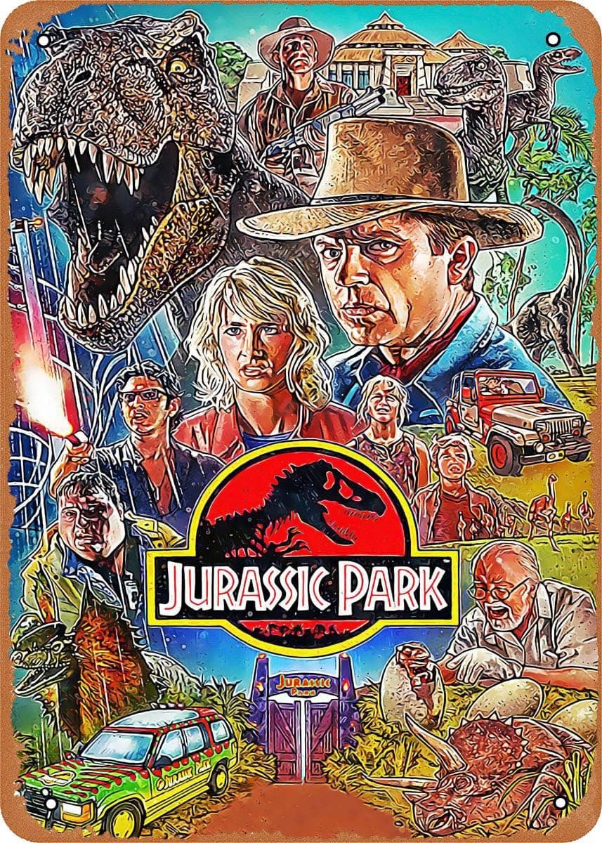 Jurassic Park Jurassic Park 8 x 12 Inches - Vintage Metal Tin Sign for Home Bar Pub Garage Decor Gifts