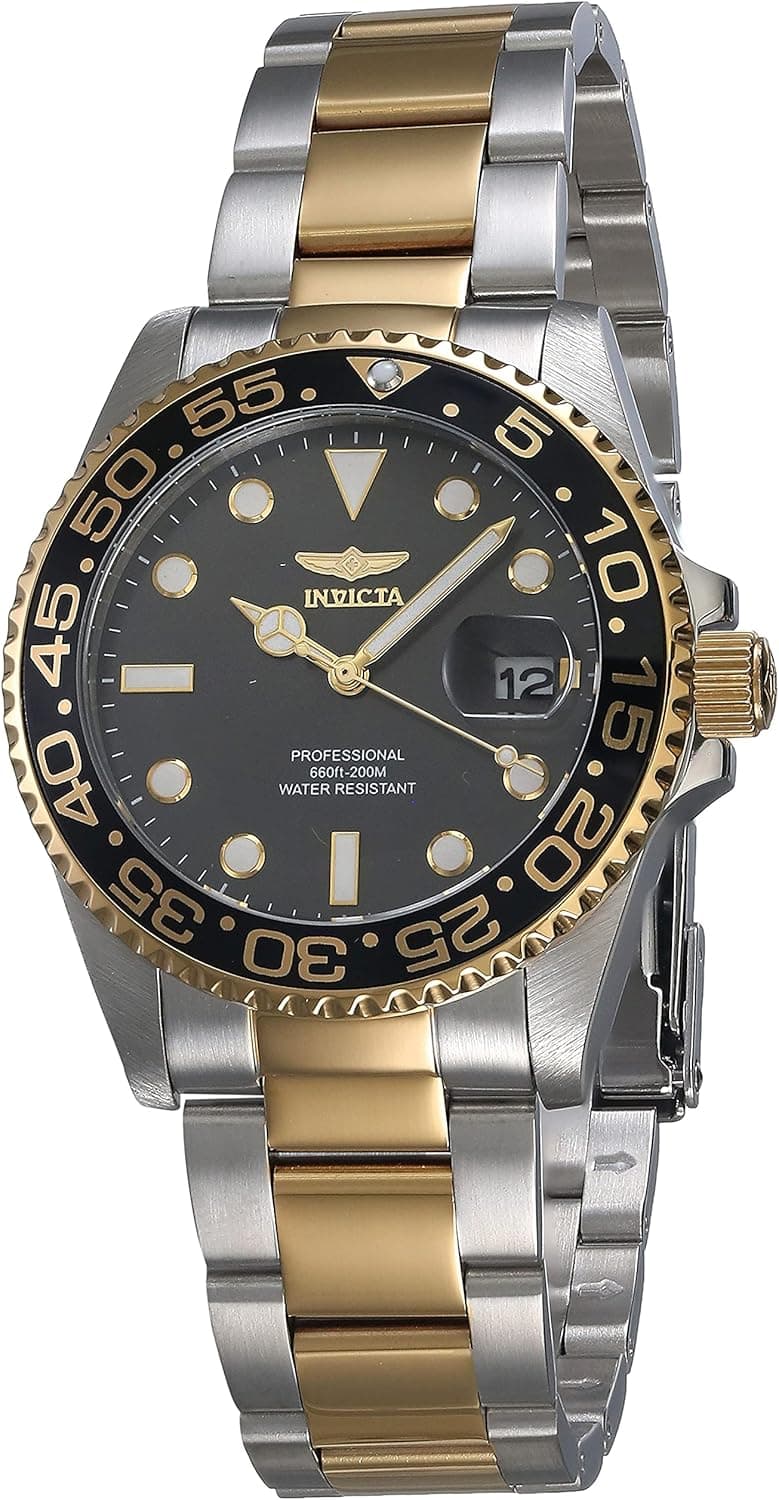 Invicta Lady's Pro Diver 38mm Stainless Steel Quartz Watch, Two Tone Gold (Model: 33261)