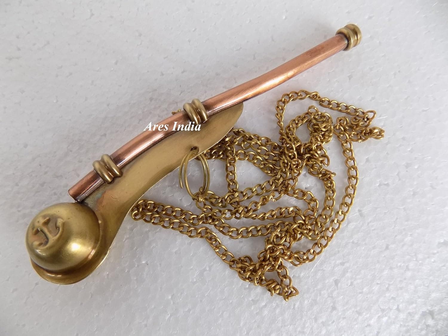 Ares India Antique Color Brass Nautical Boatswain Whistle Bosun Call Pipe
